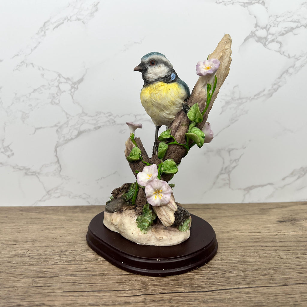 Vintage Leonardo Collection Bluetit Bird Figurine, Resin Wildlife Decor