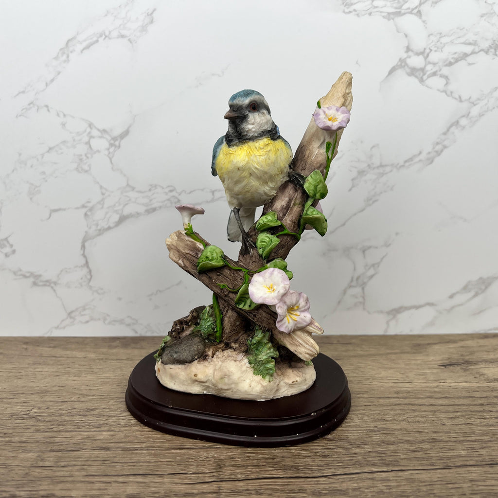 Vintage Leonardo Collection Bluetit Bird Figurine, Resin Wildlife Decor
