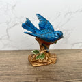 Vintage Blue Jay Figurine, Hand Painted Porcelain Bird Ornament