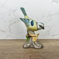 Vintage Hand Painted Porcelain Blue Tit Bird Figurine, Cottage Decoration