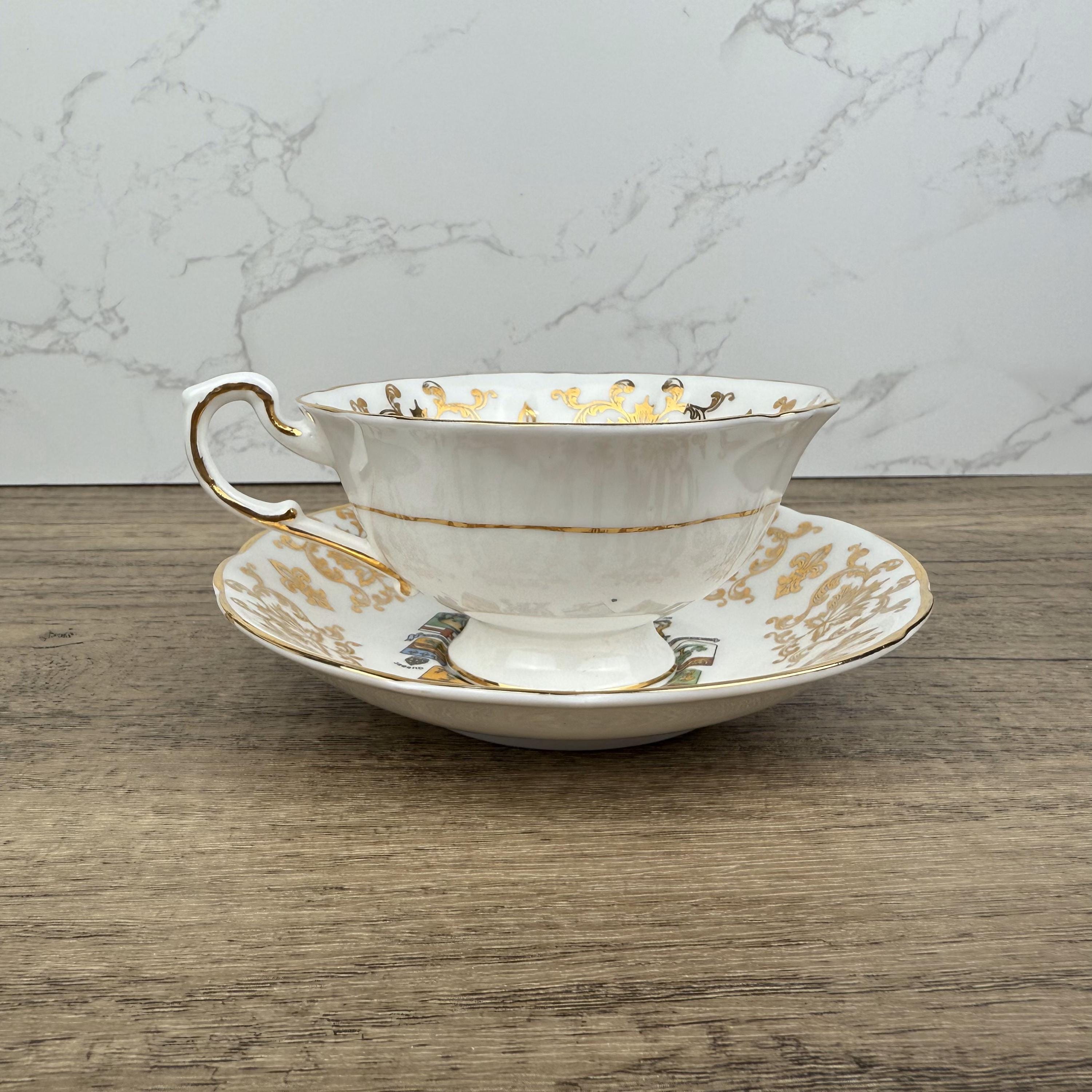 Vintage Paragon Bone China Teacup and Saucer, Canada Coat of Arms, Made in England