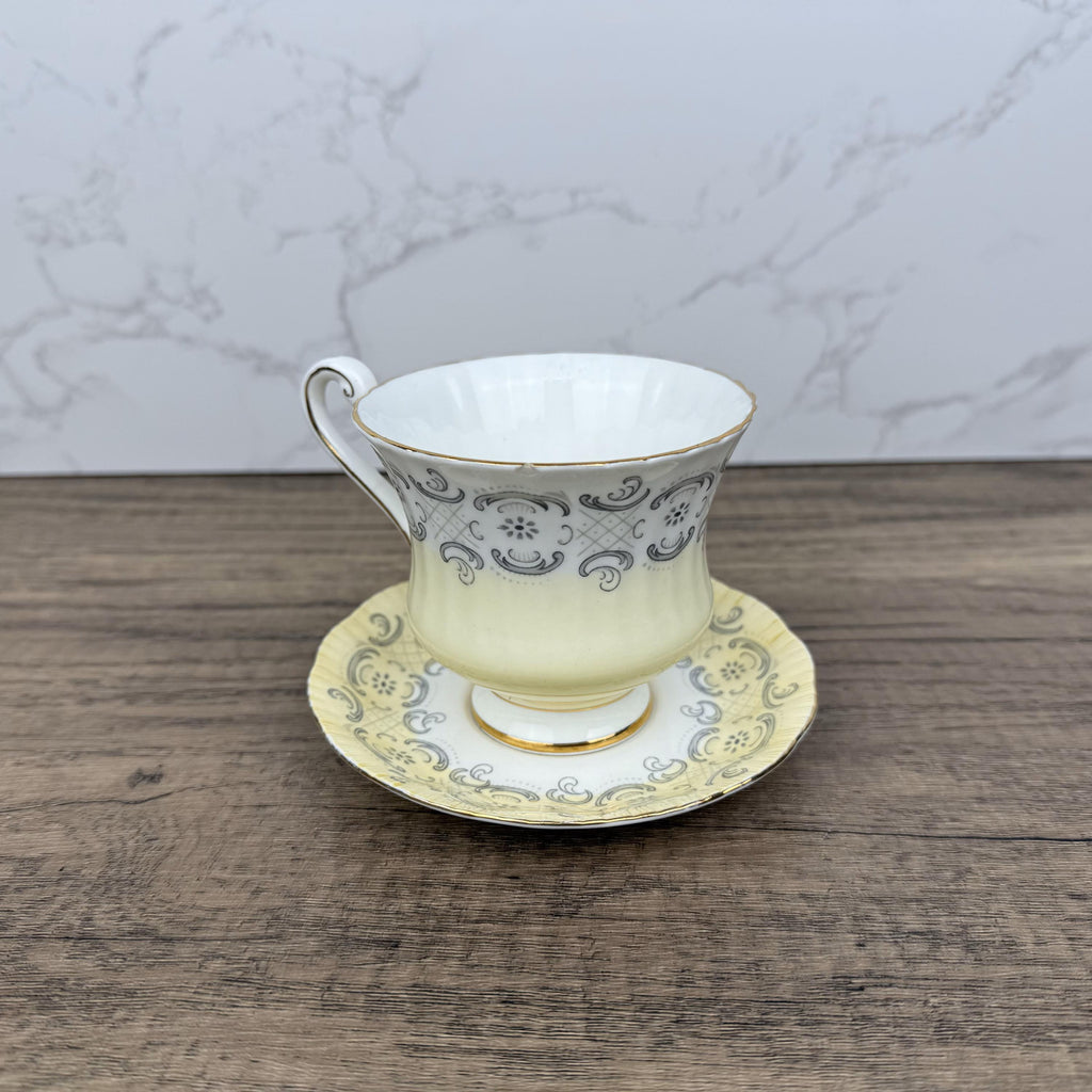 Vintage Paragon Fine Bone China Teacup and Saucer, Floral Yellow Decor