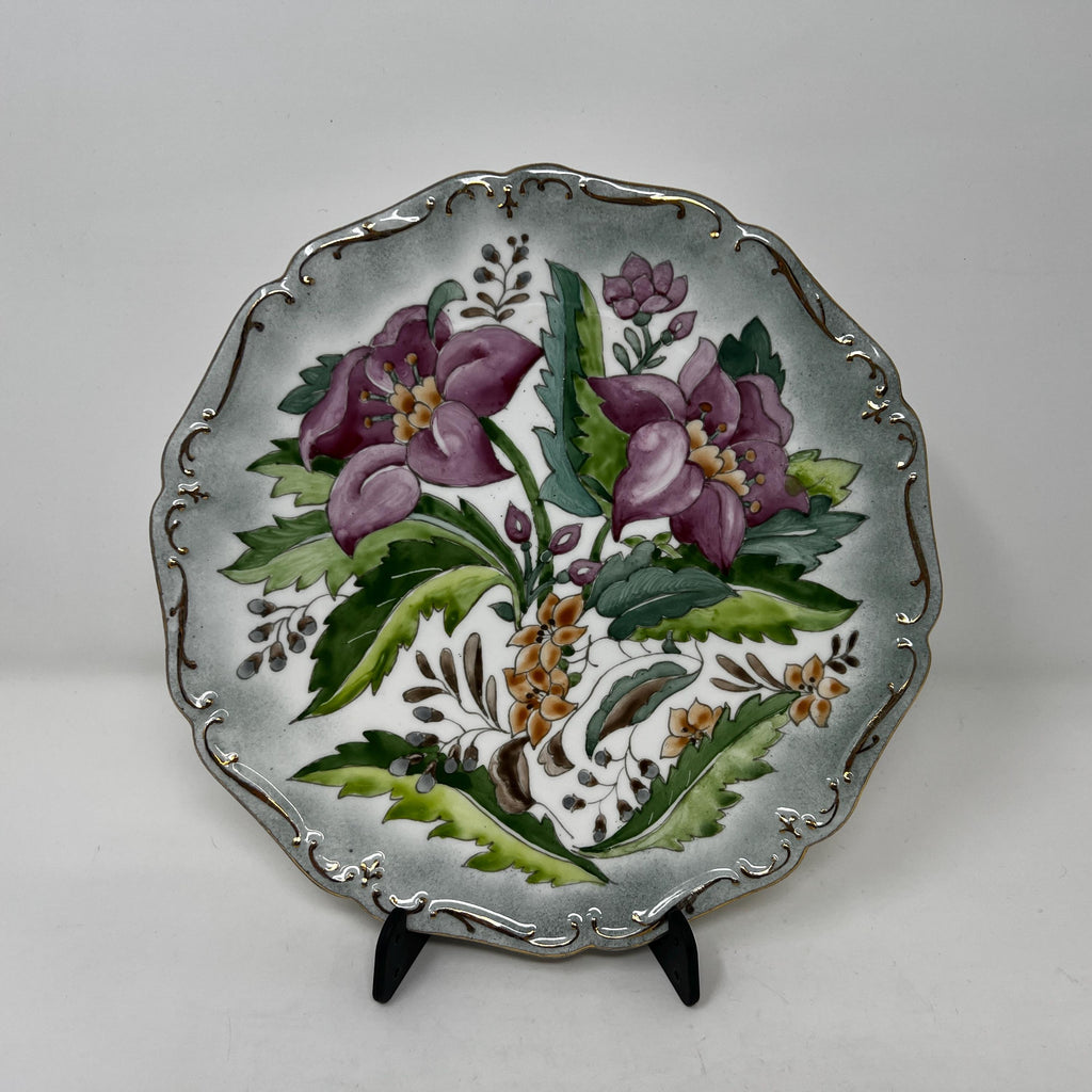 Vintage Hand Painted Floral Plate, Victorian Style Collector's Decor