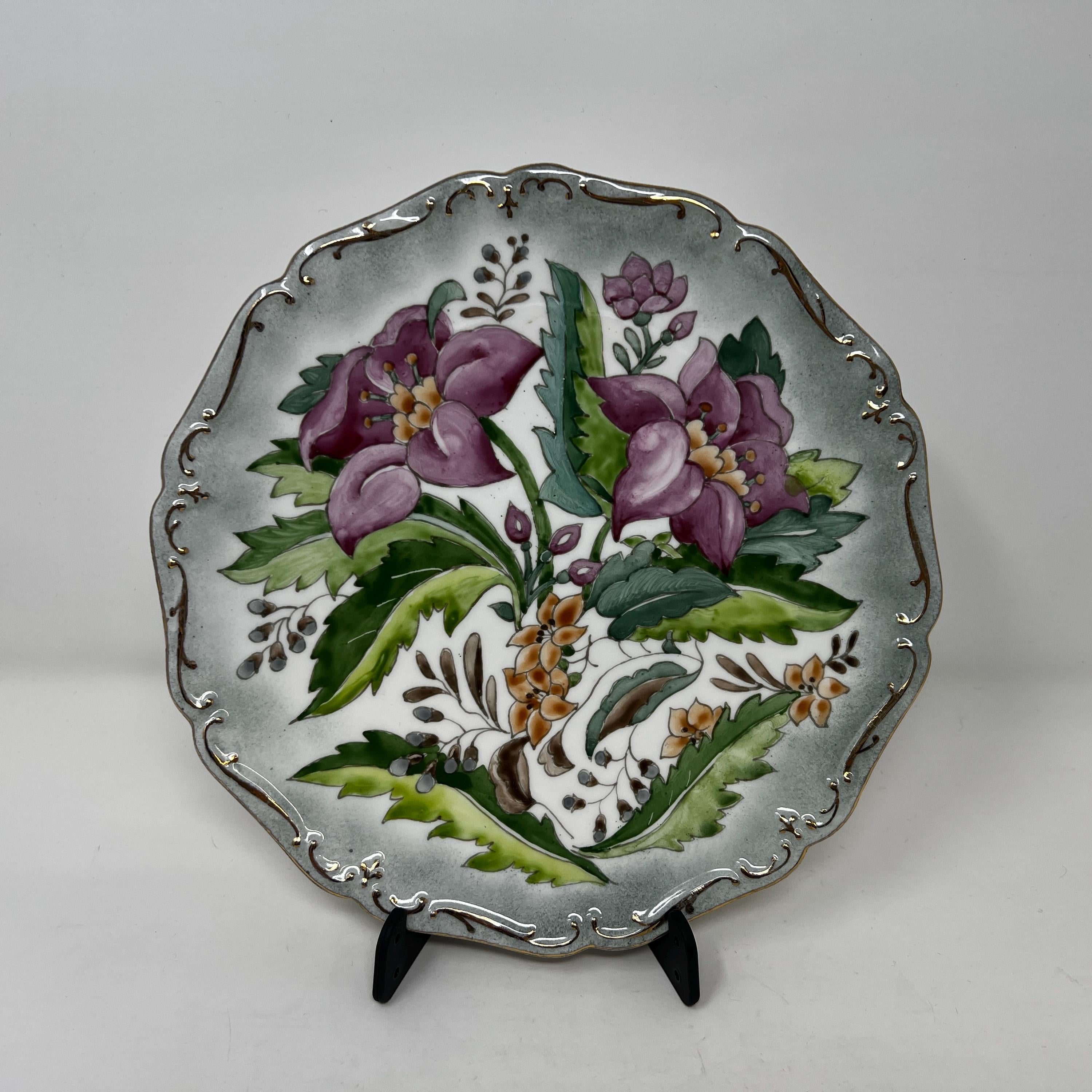 Vintage Hand Painted Floral Plate, Victorian Style Collector's Decor