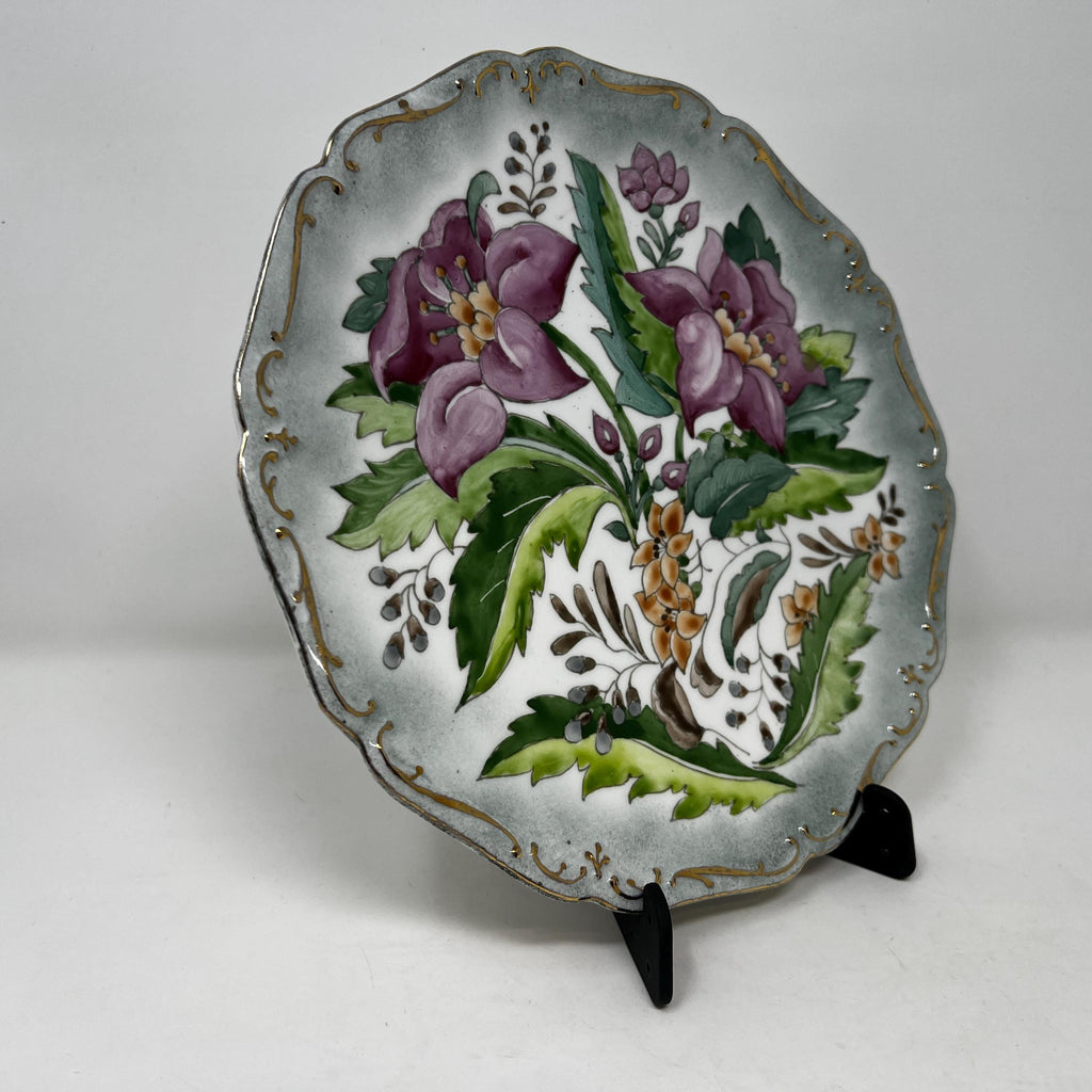 Vintage Hand Painted Floral Plate, Victorian Style Collector's Decor