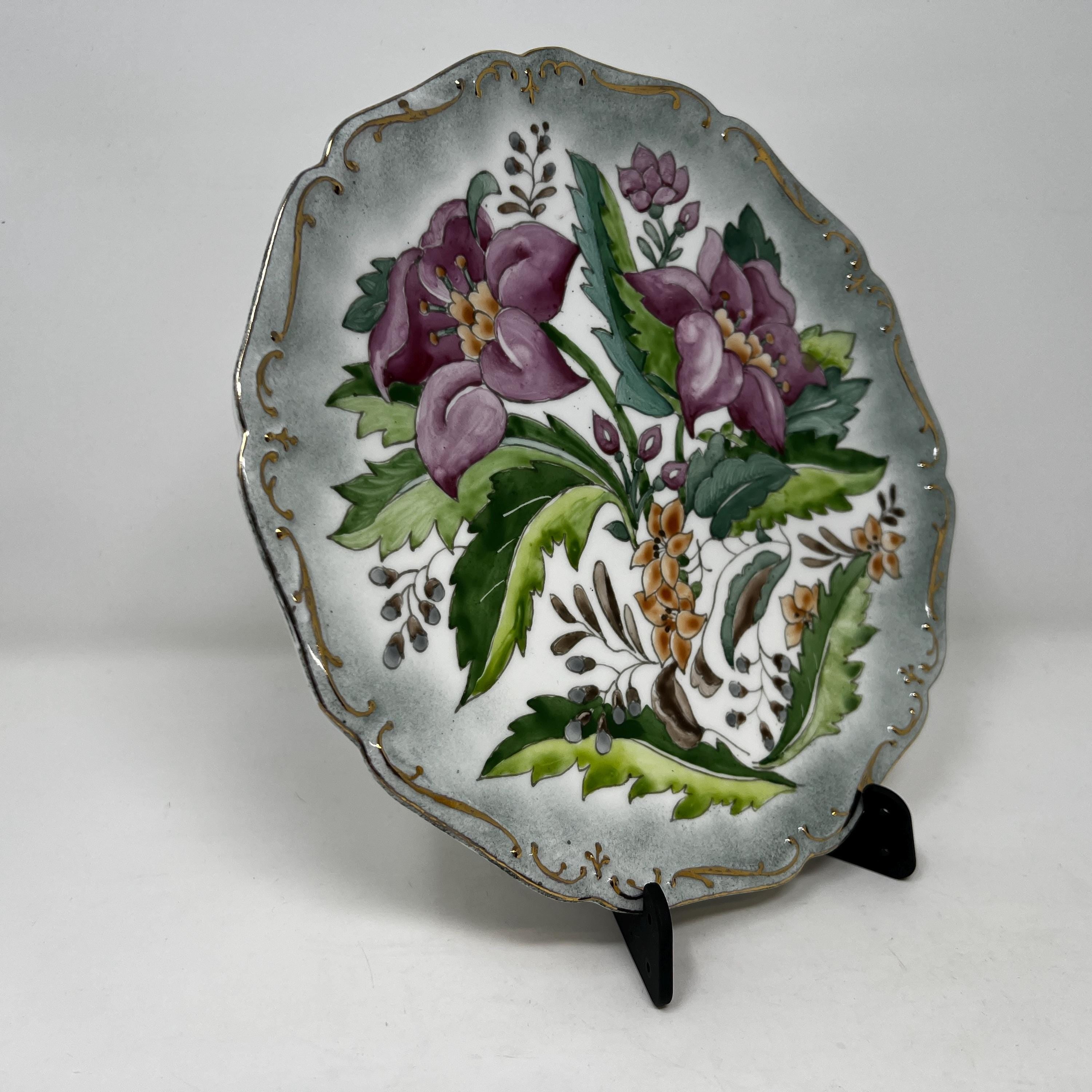 Vintage Hand Painted Floral Plate, Victorian Style Collector's Decor