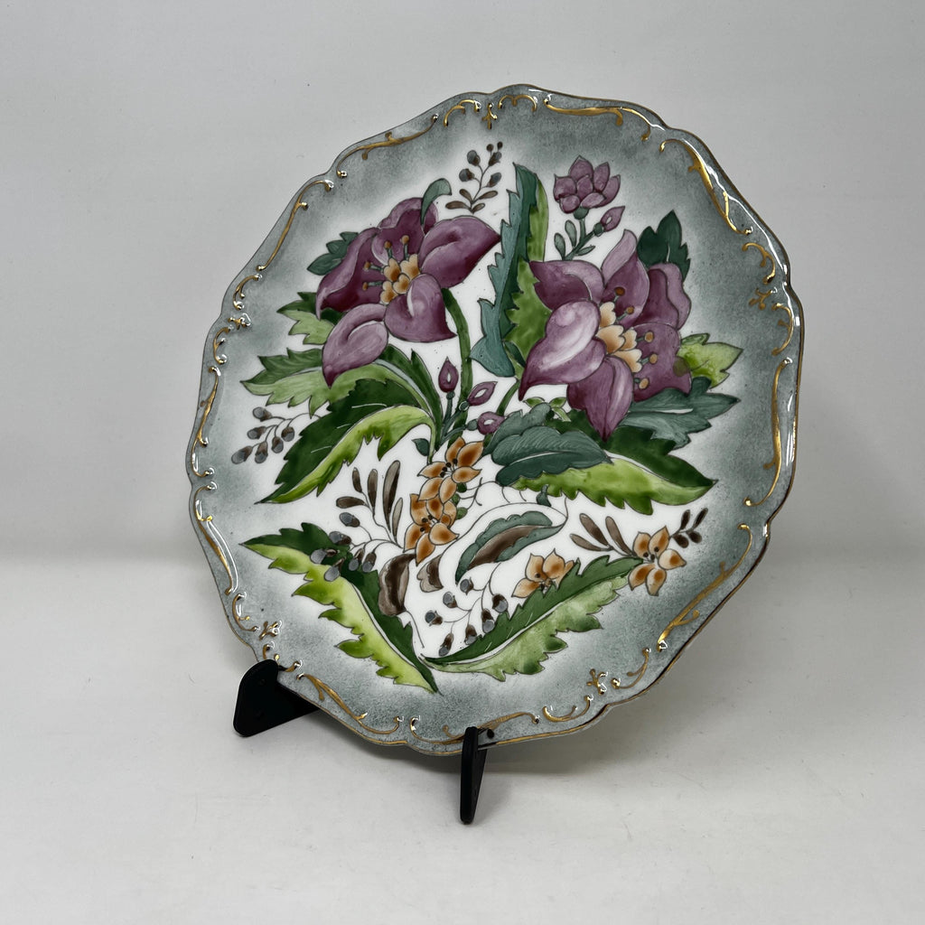 Vintage Hand Painted Floral Plate, Victorian Style Collector's Decor