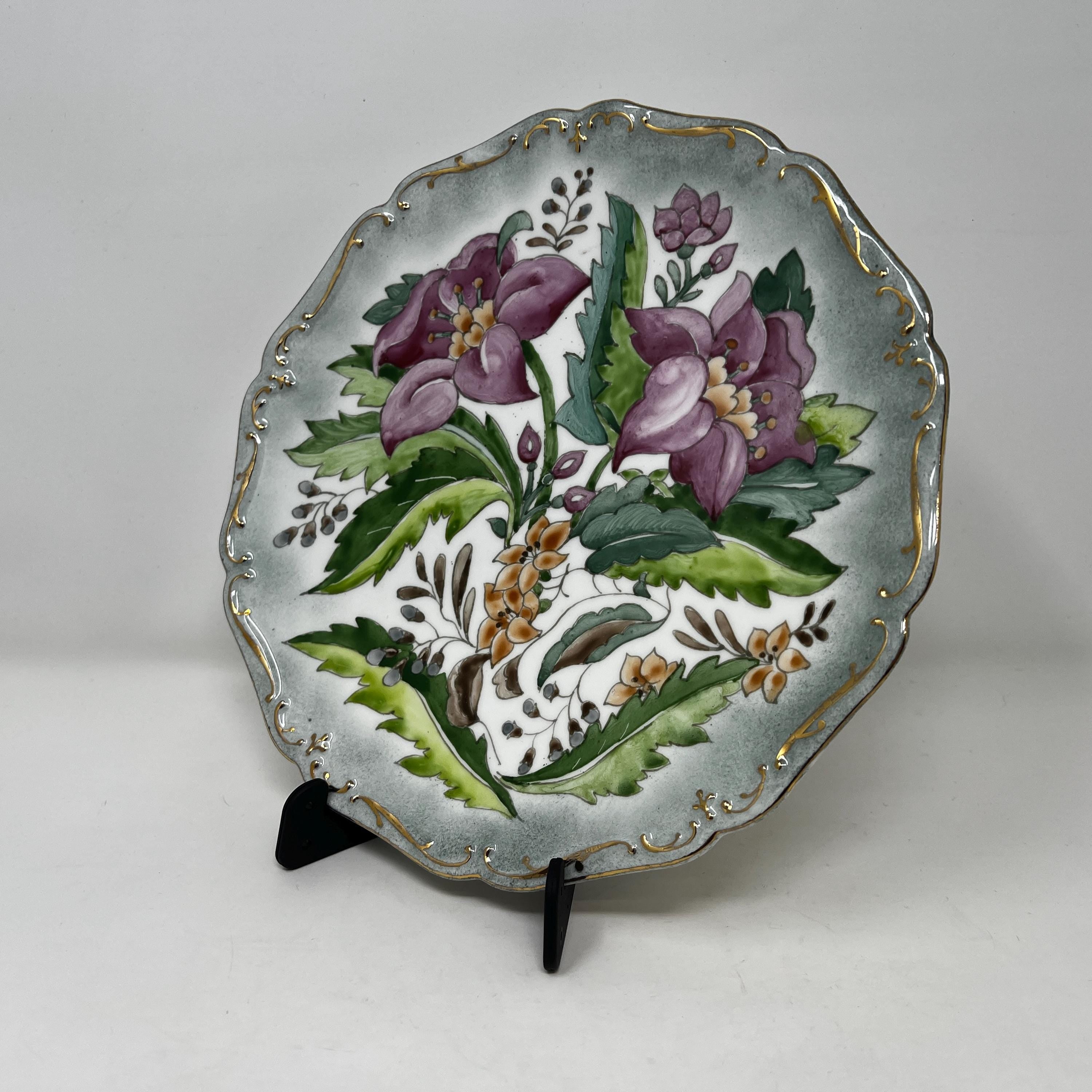 Vintage Hand Painted Floral Plate, Victorian Style Collector's Decor