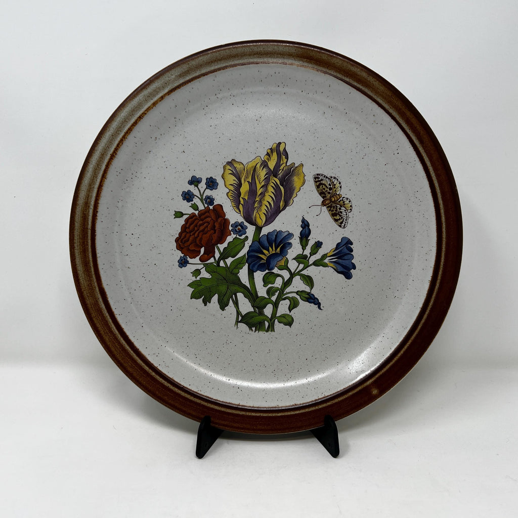 Vintage Grayshot Pottery Plate, Floral Butterfly Stoneware, Made in England
