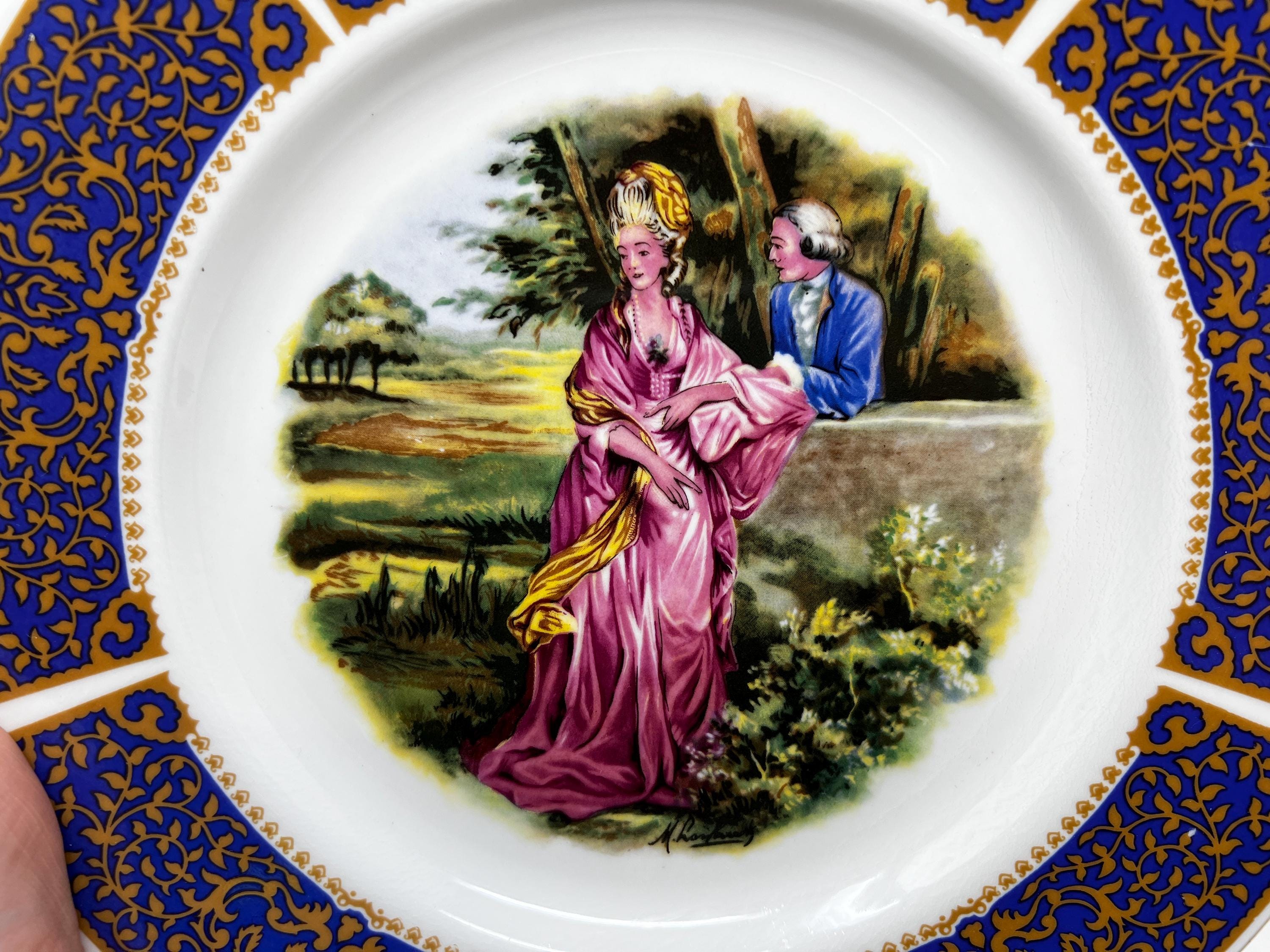 Broadhurst Bros Burslem Courting Couple Plate, Collectible Bone China Wall Art
