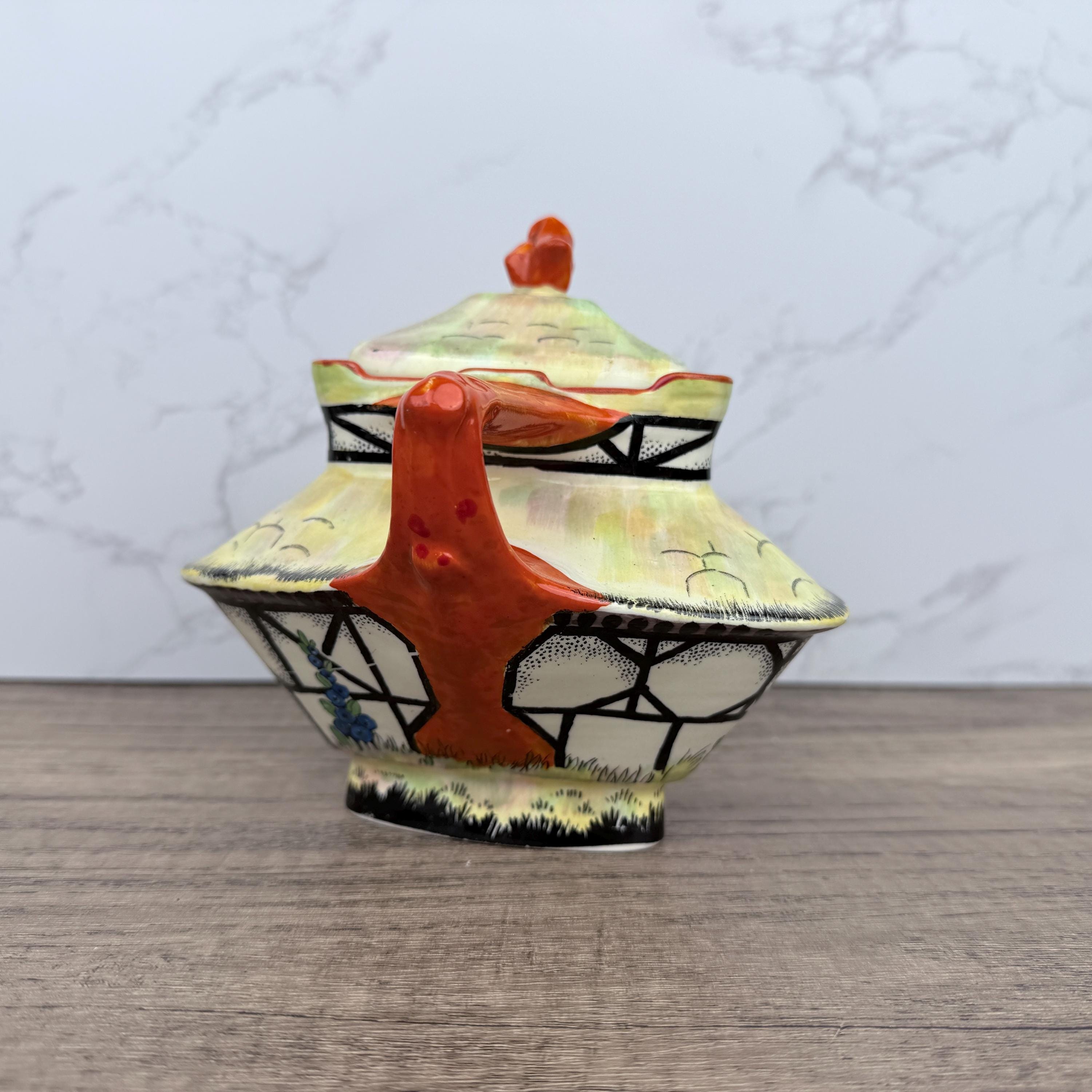 Vintage Crown Ducal Cottage Teapot, 1925 Art Deco Porcelain