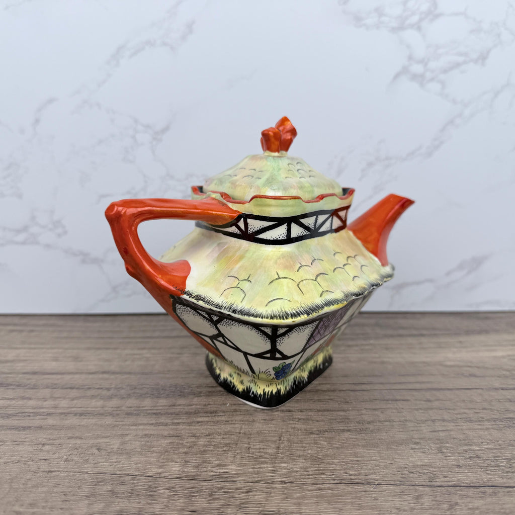 Vintage Crown Ducal Cottage Teapot, 1925 Art Deco Porcelain