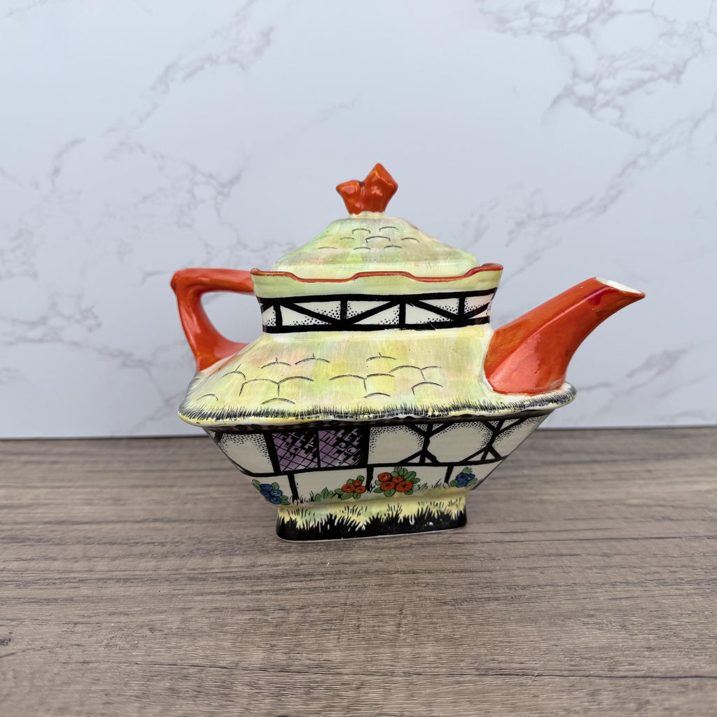 Vintage Crown Ducal Cottage Teapot, 1925 Art Deco Porcelain
