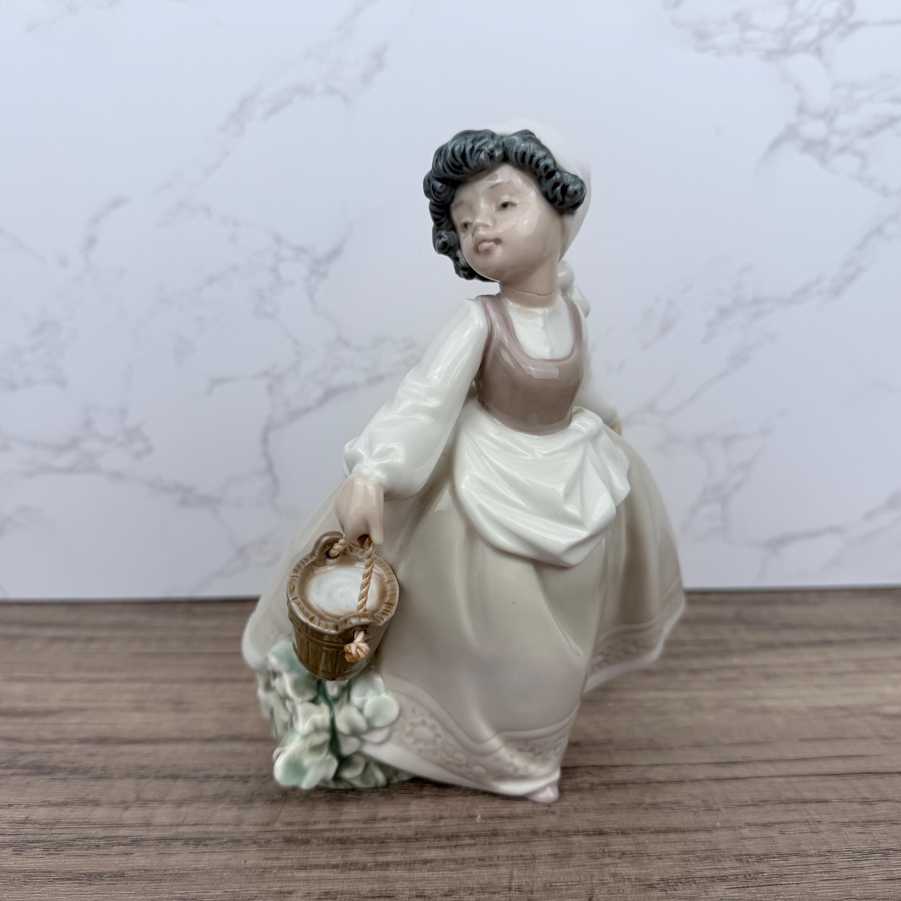 Nao by Lladro Porcelain Farm Girl with Buckets Figurine, Spain