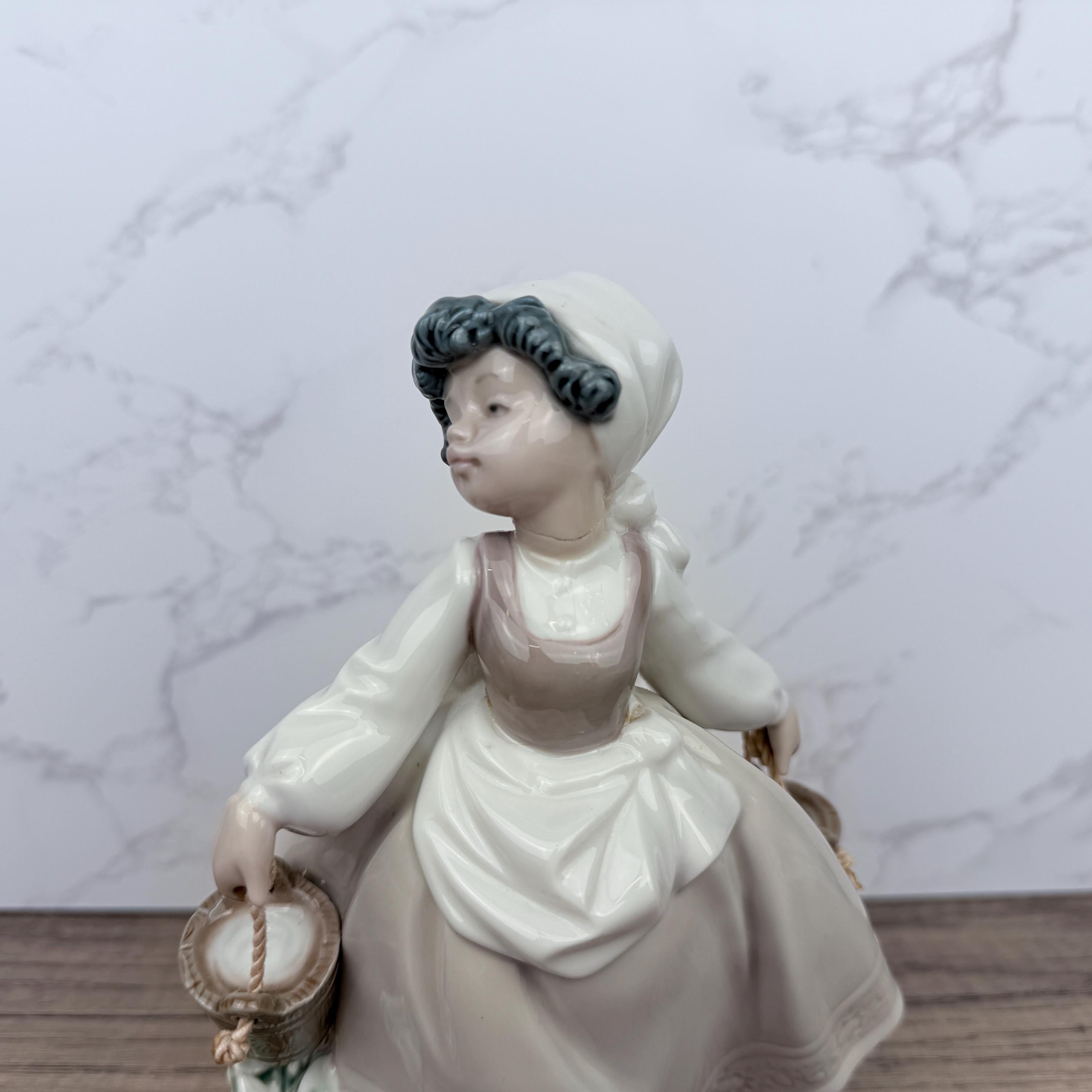 Nao by Lladro Porcelain Farm Girl with Buckets Figurine, Spain