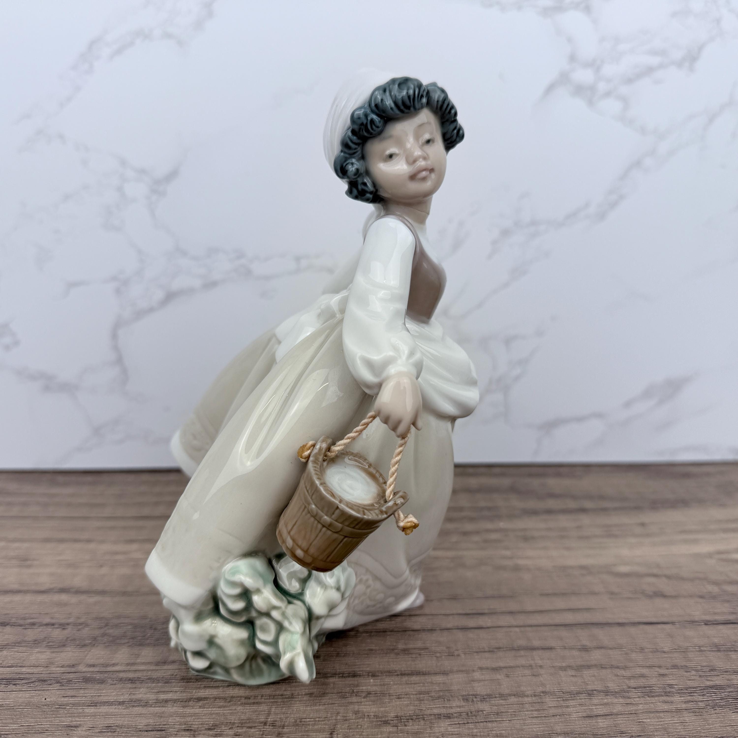 Nao by Lladro Porcelain Farm Girl with Buckets Figurine, Spain