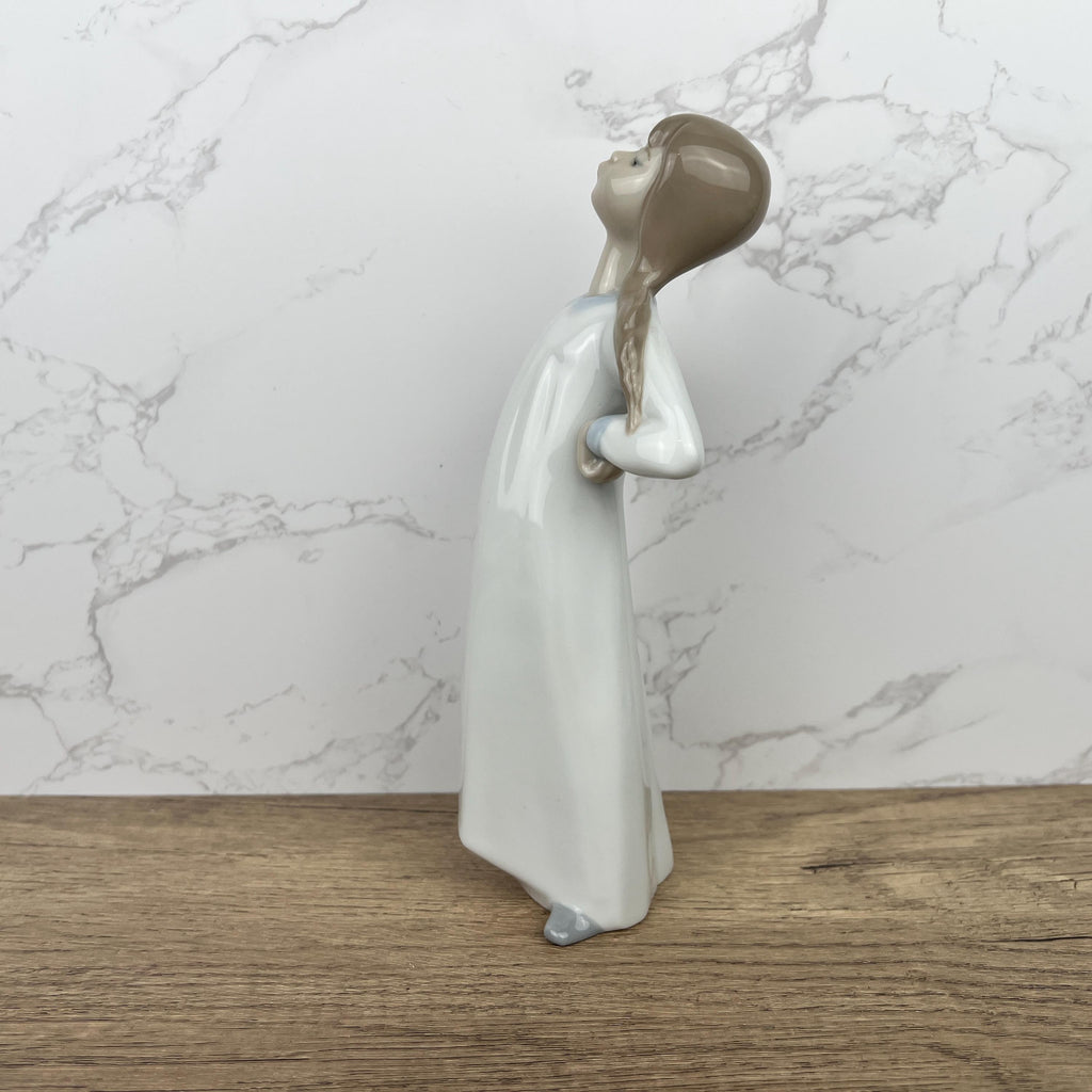 Vintage Lladro Girl Nina Figurine #4872, Porcelain Lady Stretching