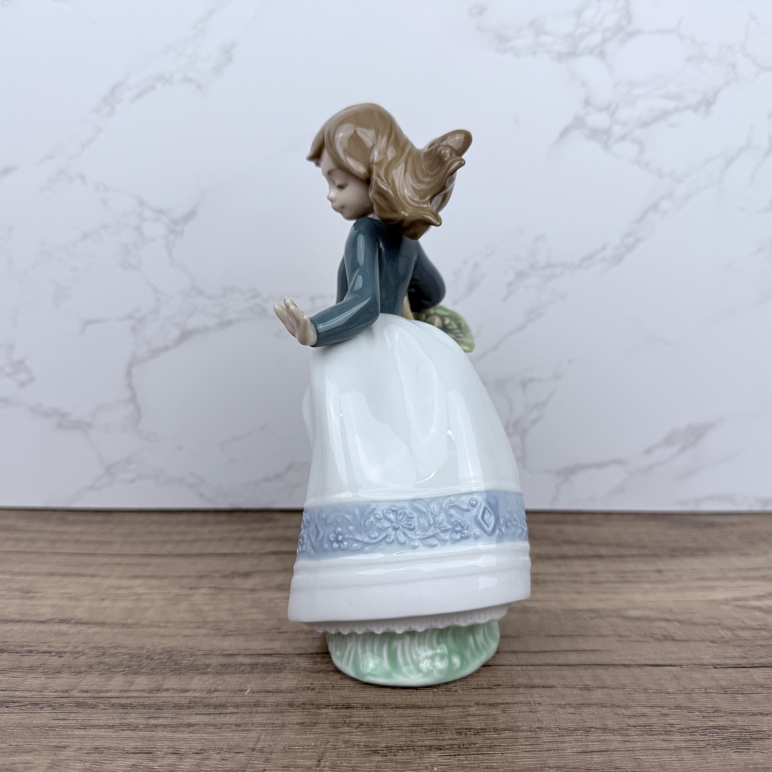 Vintage Nao Lladro Porcelain Figurine, Girl with Flower Basket, Spain