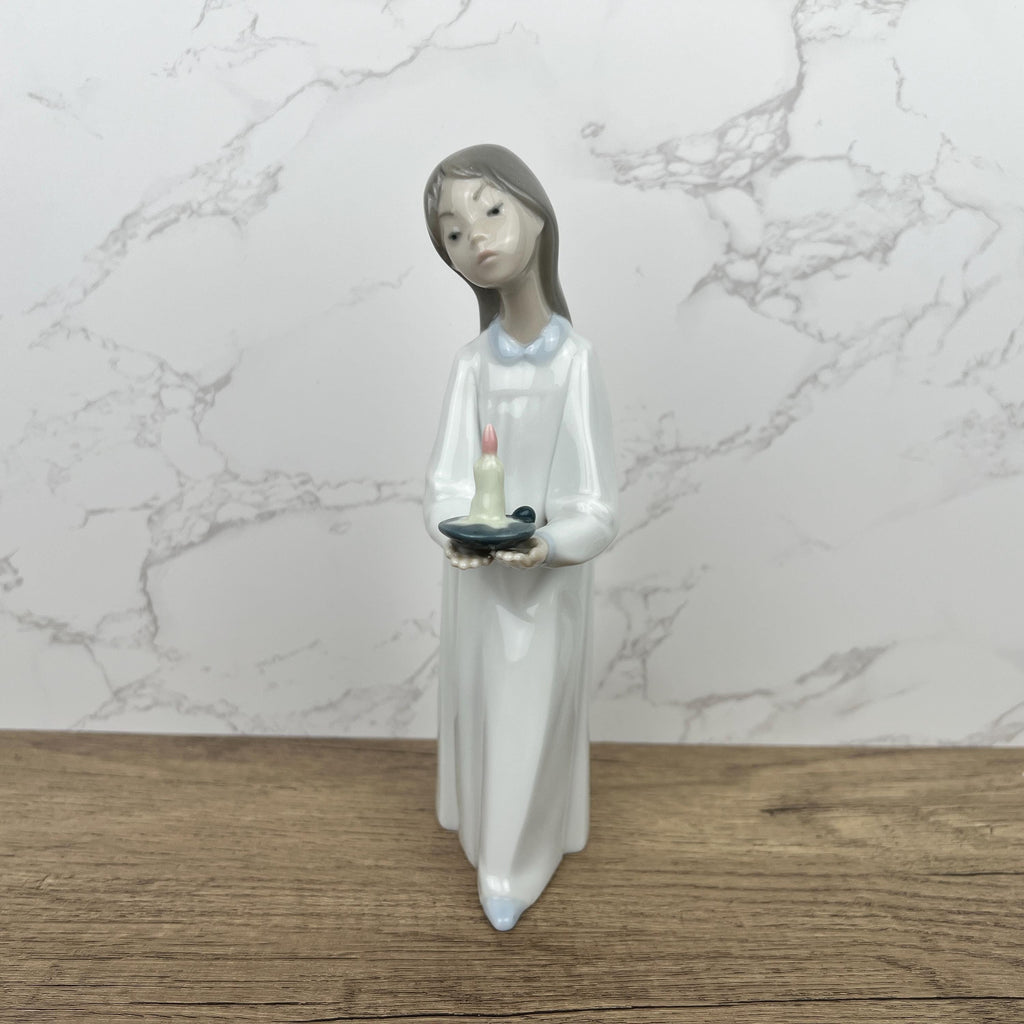 Vintage Lladro Girl with Candle Figurine, Spanish Porcelain, Collectible