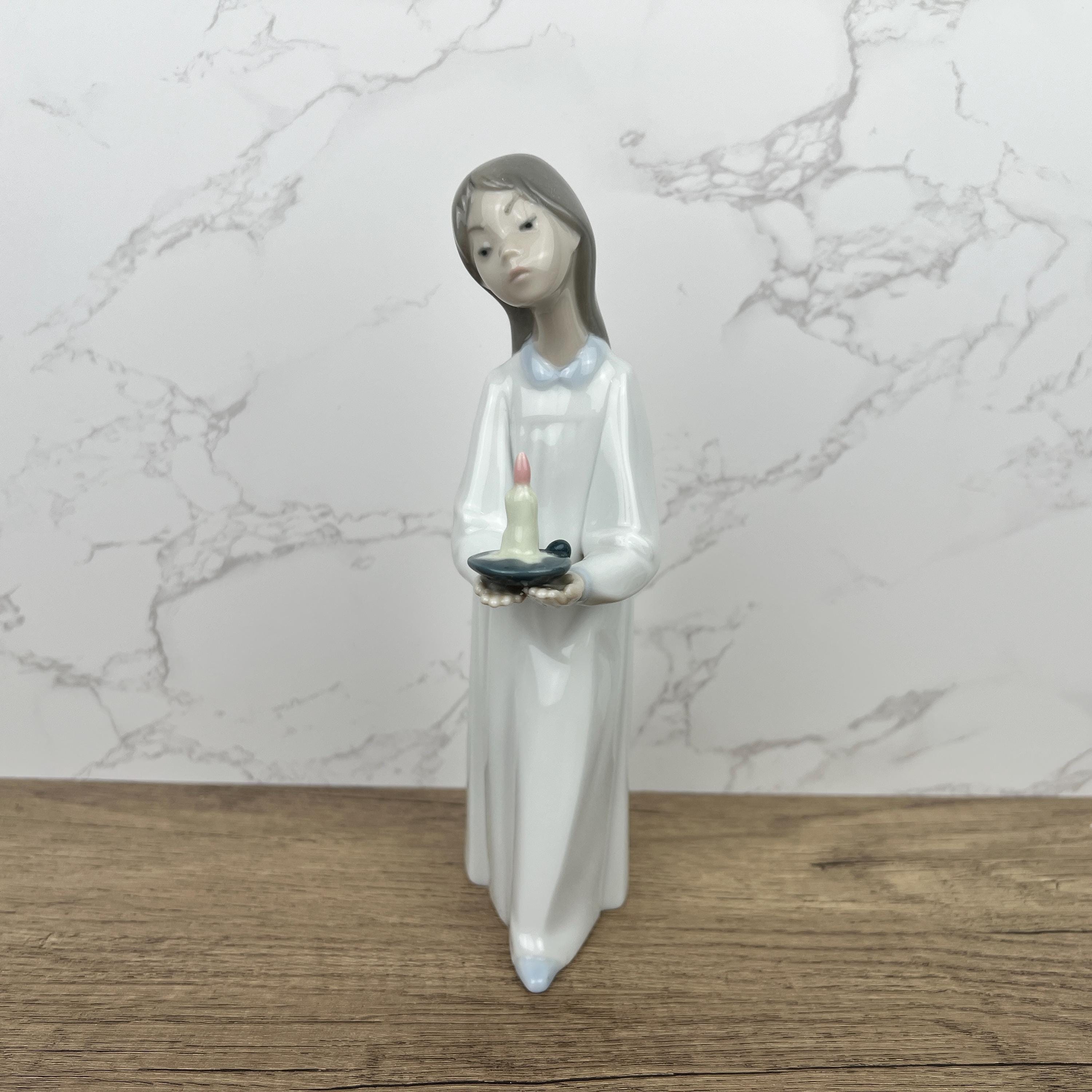 Vintage Lladro Girl with Candle Figurine, Spanish Porcelain, Collectible