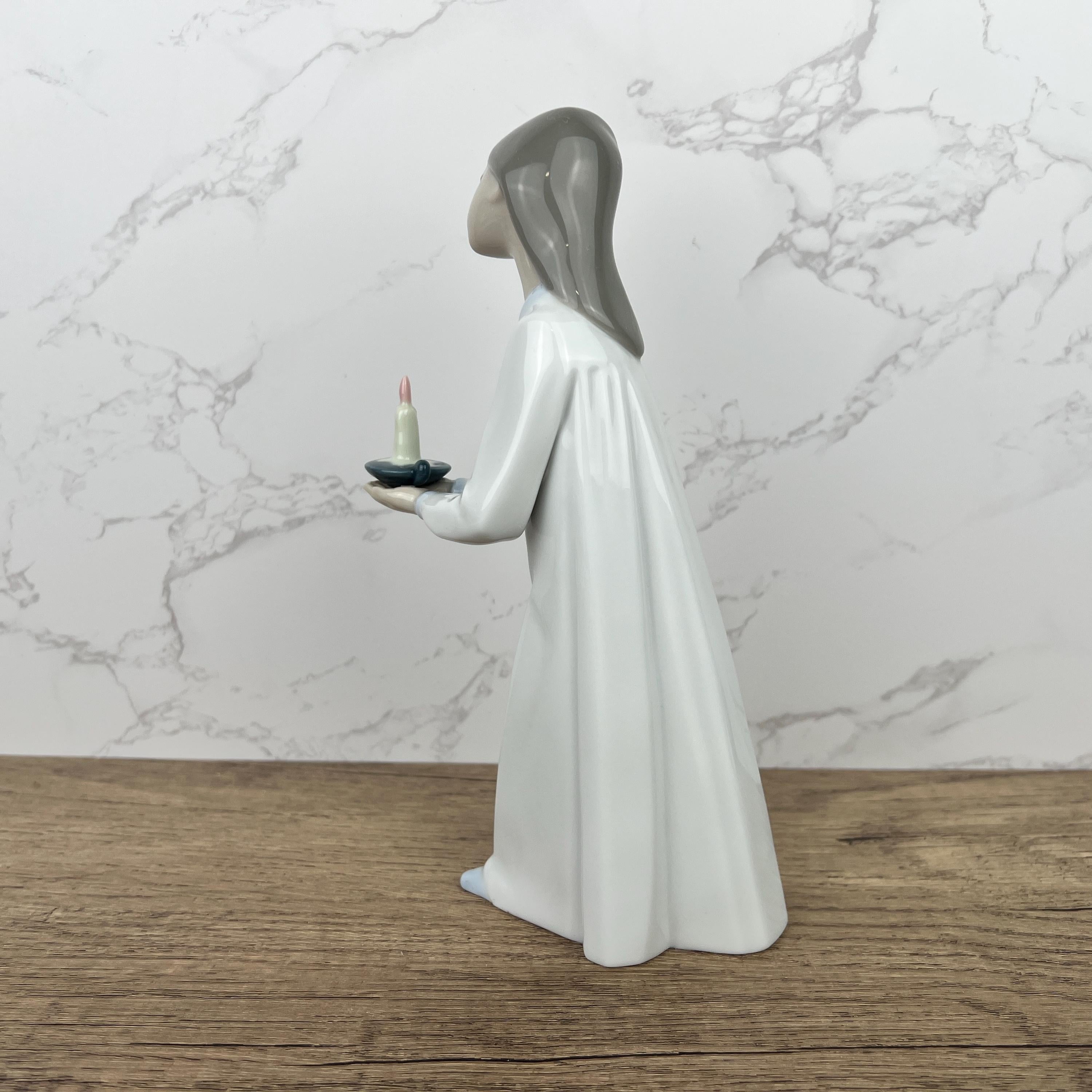Vintage Lladro Girl with Candle Figurine, Spanish Porcelain, Collectible