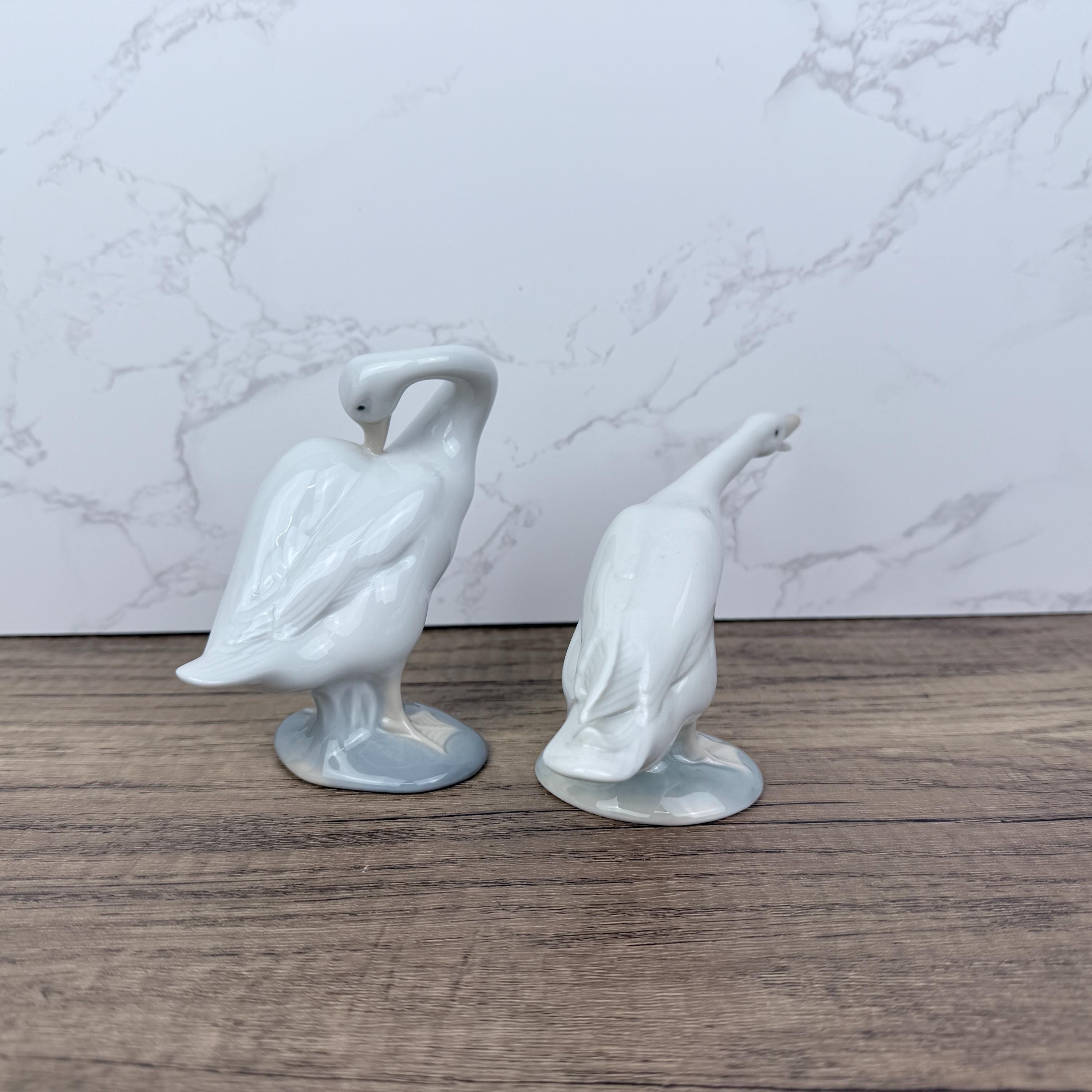 Vintage LLADRO Porcelain Goose Figurines, Spanish Home Decor