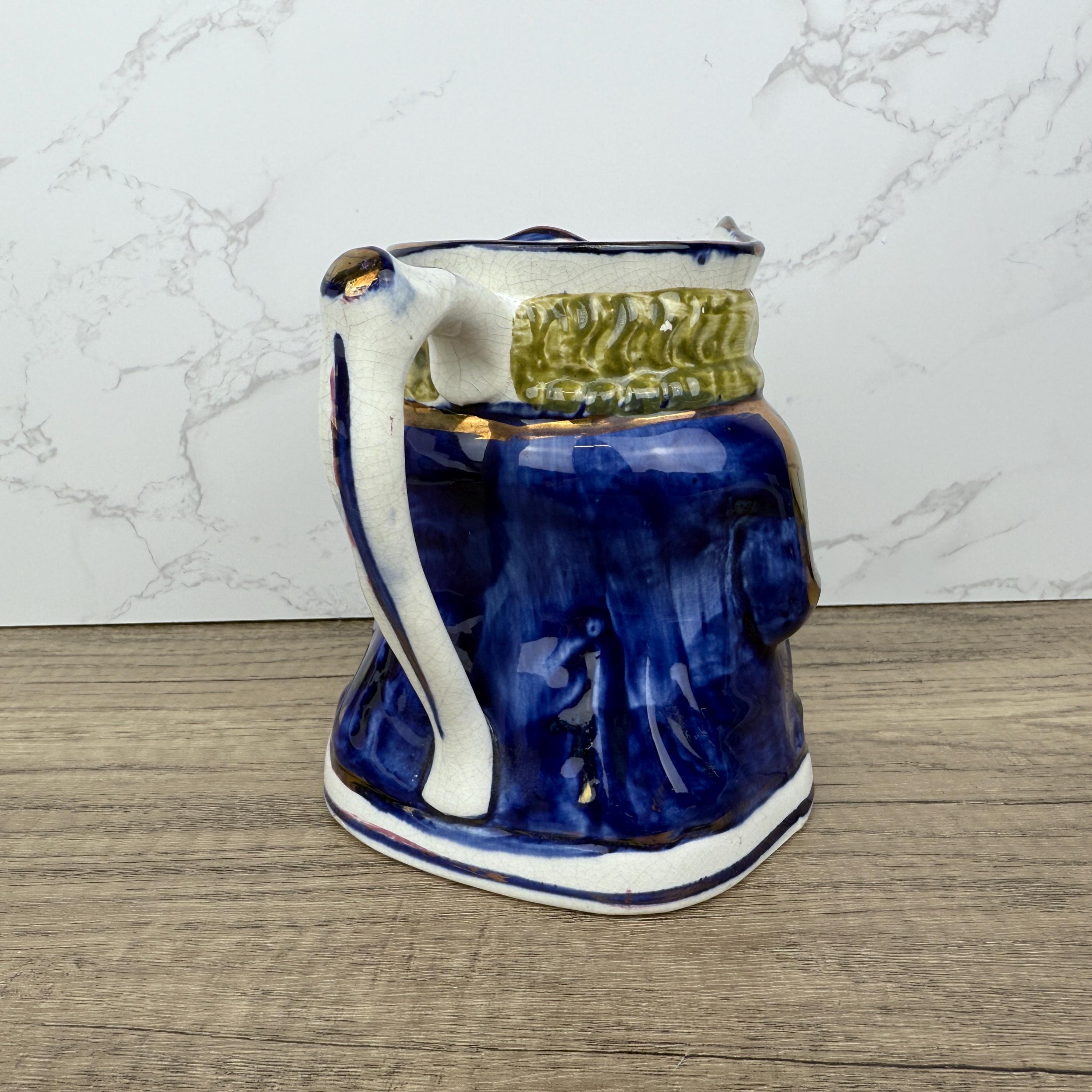 Antique Allerton's Toby Jug, Staffordshire Cobalt Blue, England