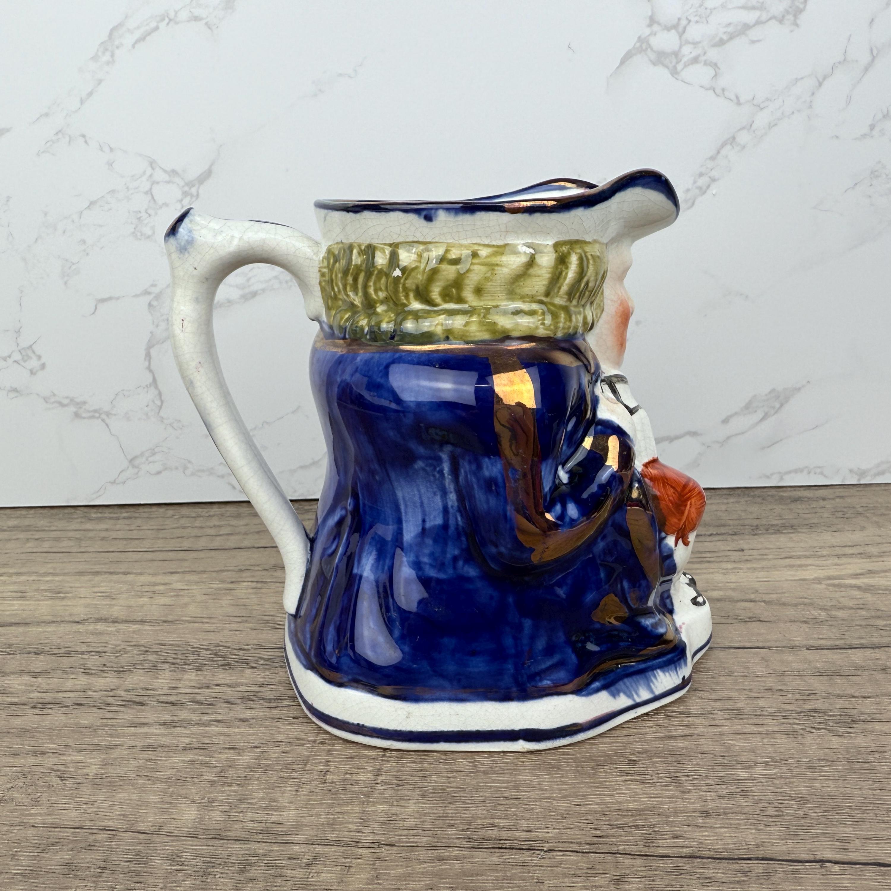Antique Allerton's Toby Jug, Staffordshire Cobalt Blue, England