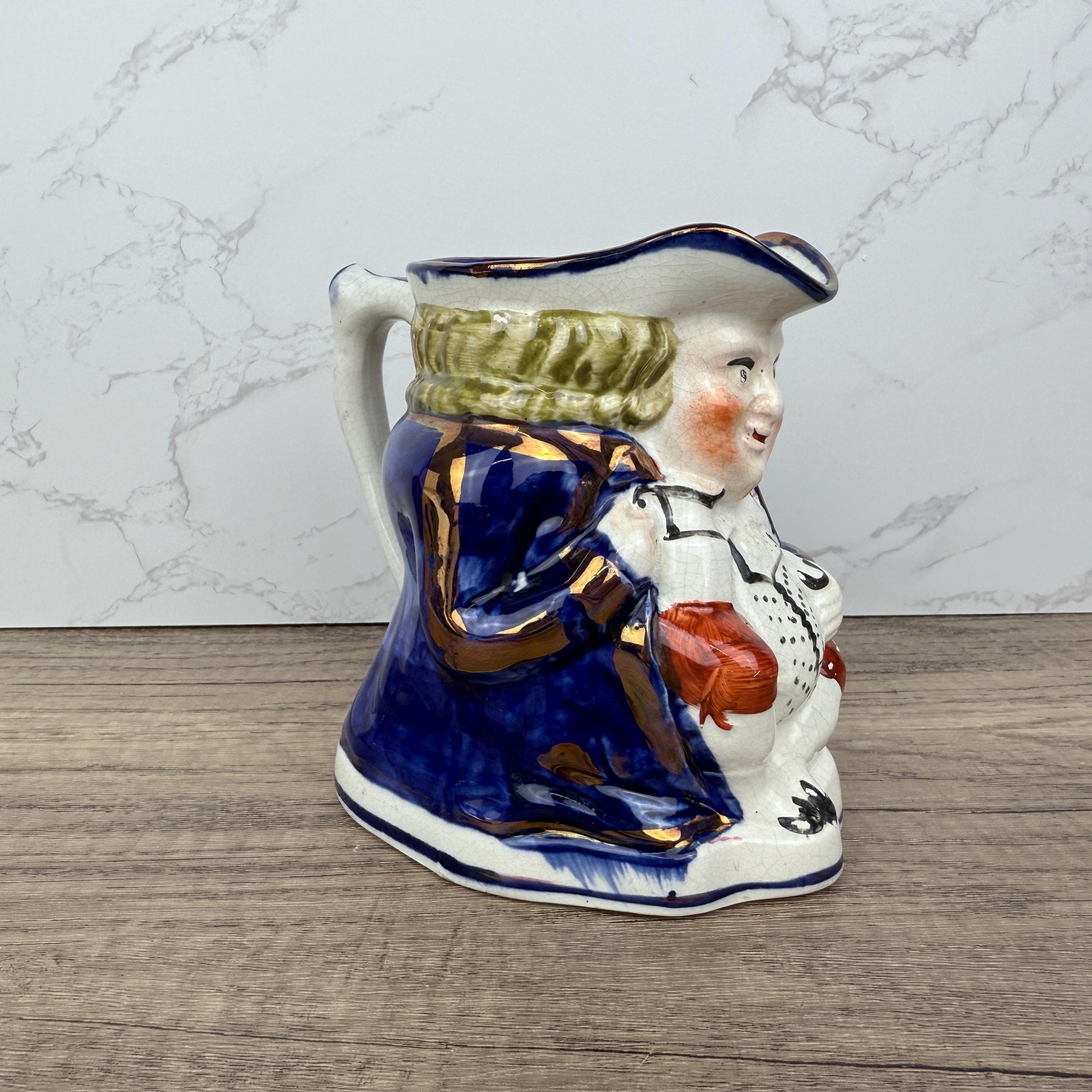 Antique Allerton's Toby Jug, Staffordshire Cobalt Blue, England