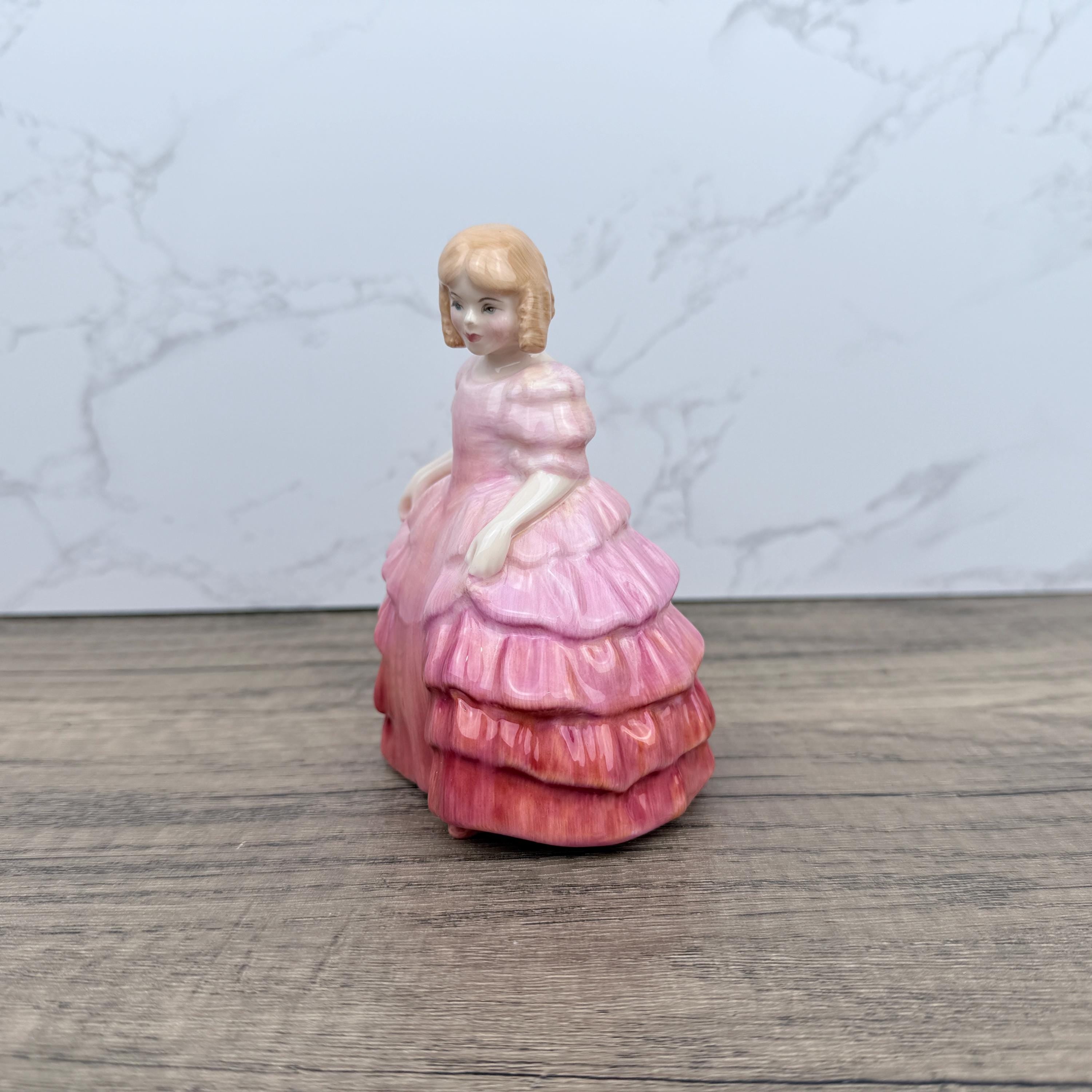 ROYAL DOULTON Rose 1368 Girl in a Pink Dress POTTED by Doulton Vintage Figurine