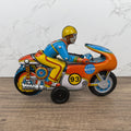 1970s Orient Exports Tin Motorcycle, Working Vintage Toy