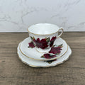 Royal Vale Bone China Tea Cup Trio, Red Rose, Made in England