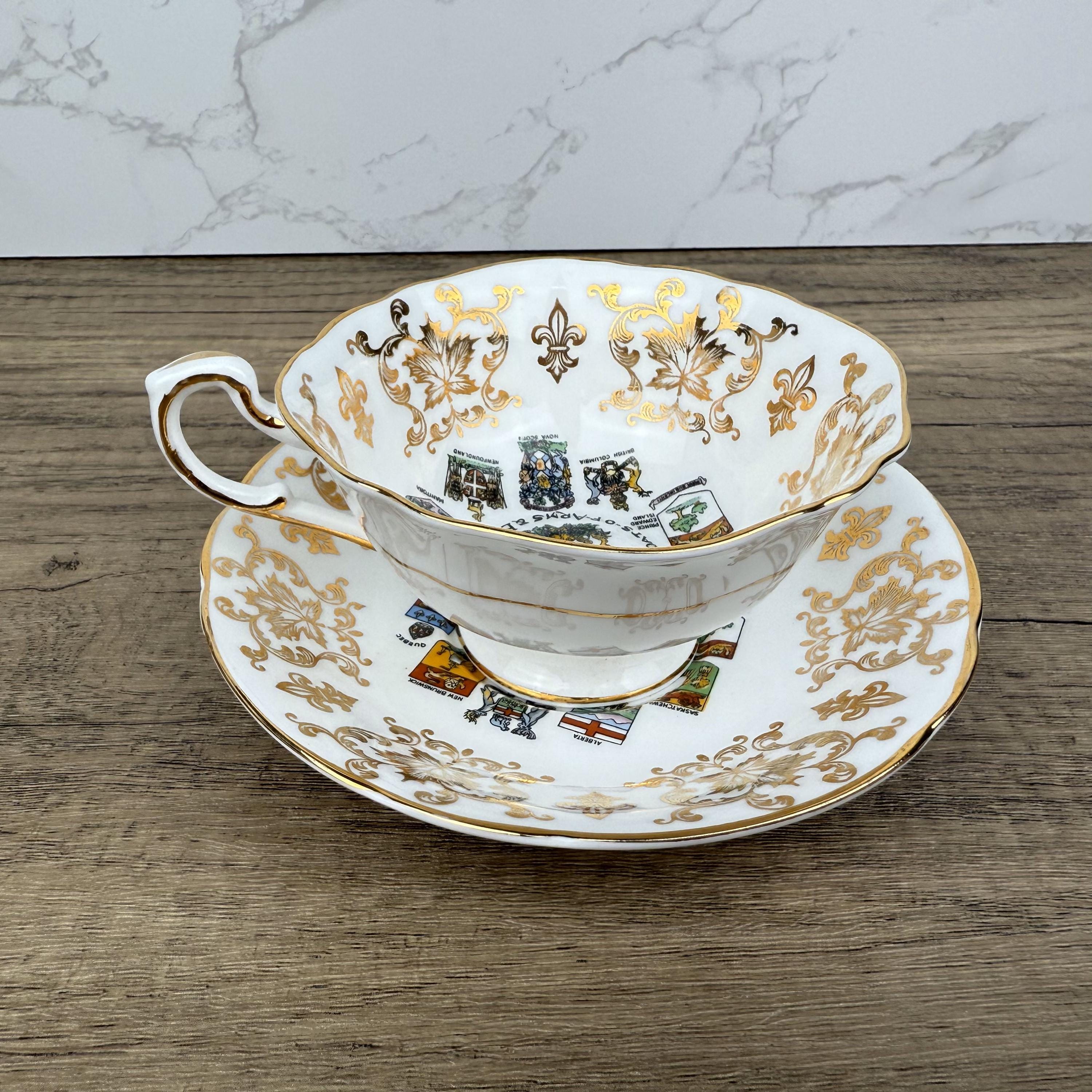 Vintage Paragon Bone China Teacup and Saucer, Canada Coat of Arms, Made in England