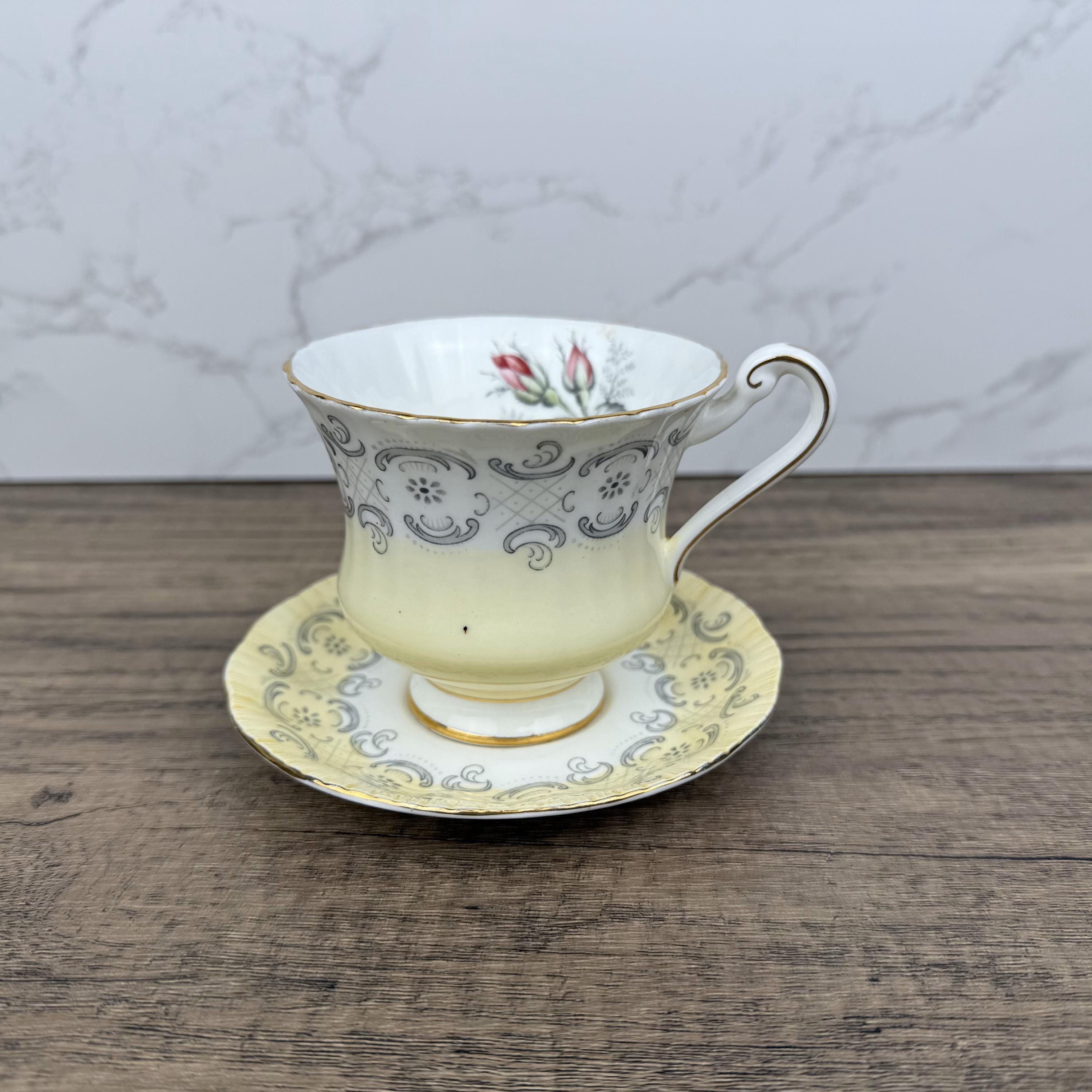 Vintage Paragon Fine Bone China Teacup and Saucer, Floral Yellow Decor