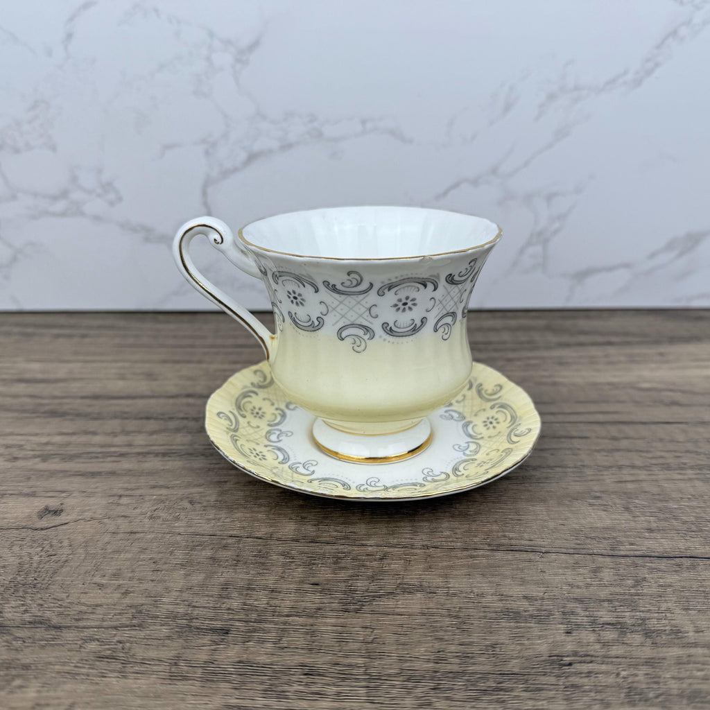 Vintage Paragon Fine Bone China Teacup and Saucer, Floral Yellow Decor