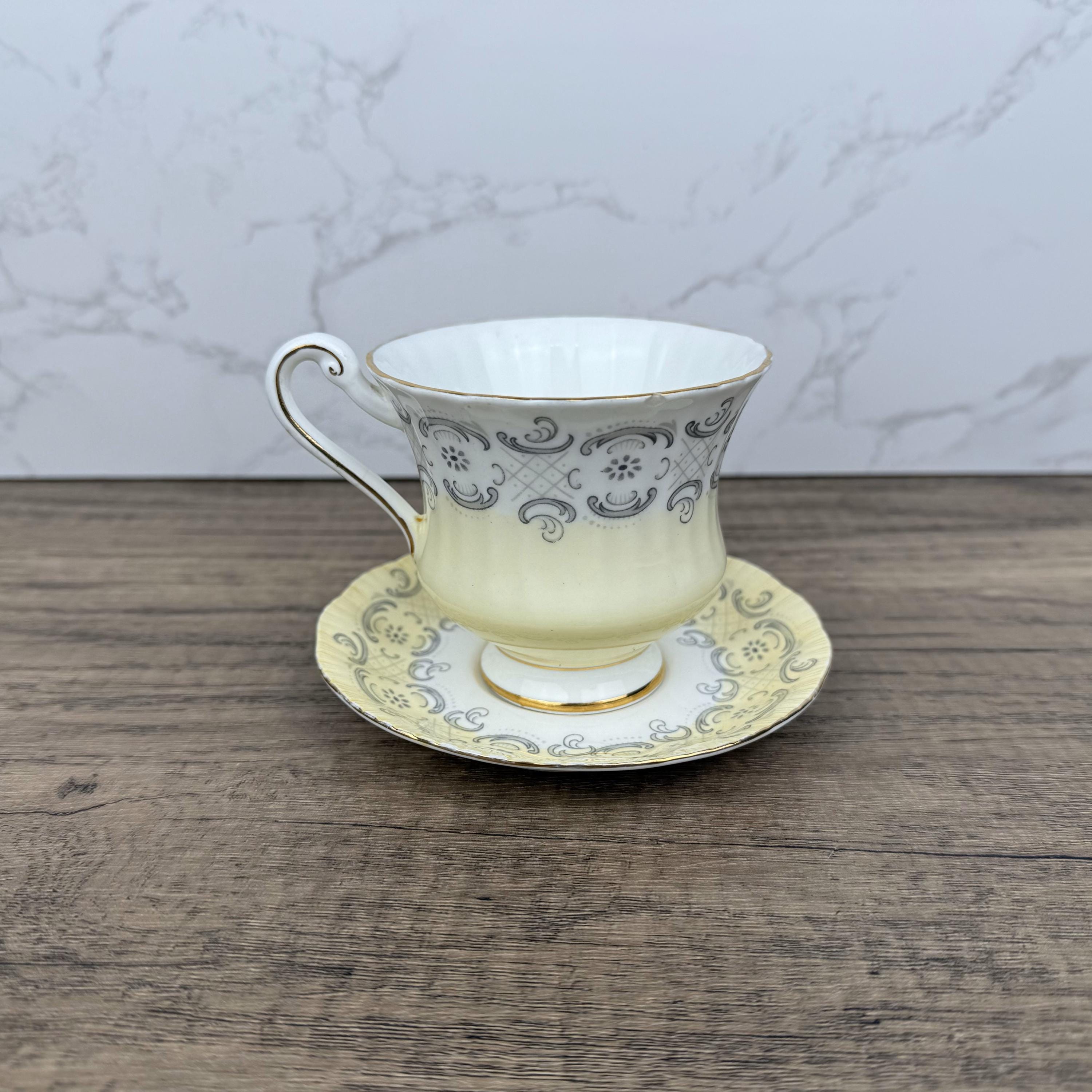 Vintage Paragon Fine Bone China Teacup and Saucer, Floral Yellow Decor