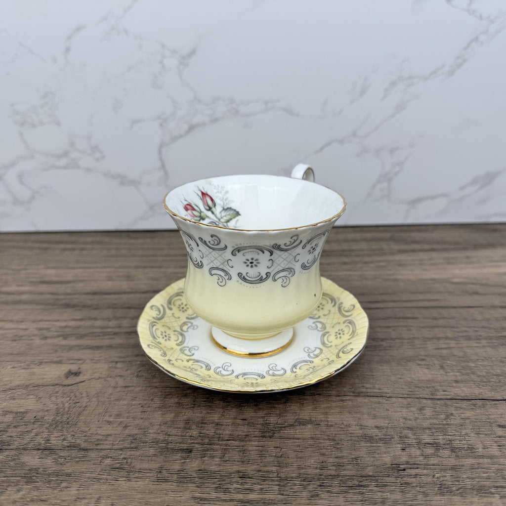 Vintage Paragon Fine Bone China Teacup and Saucer, Floral Yellow Decor