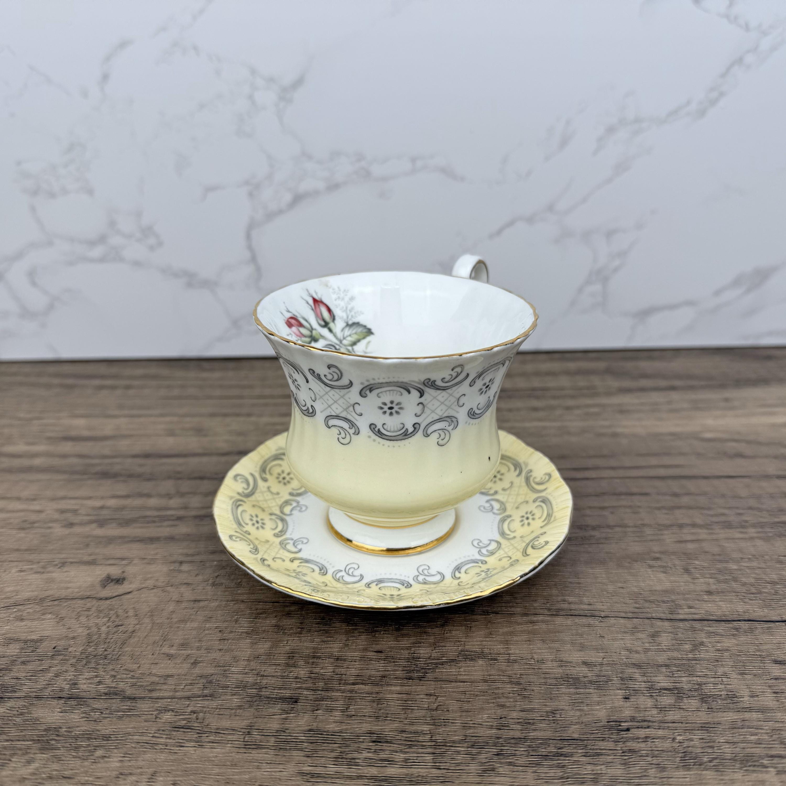 Vintage Paragon Fine Bone China Teacup and Saucer, Floral Yellow Decor
