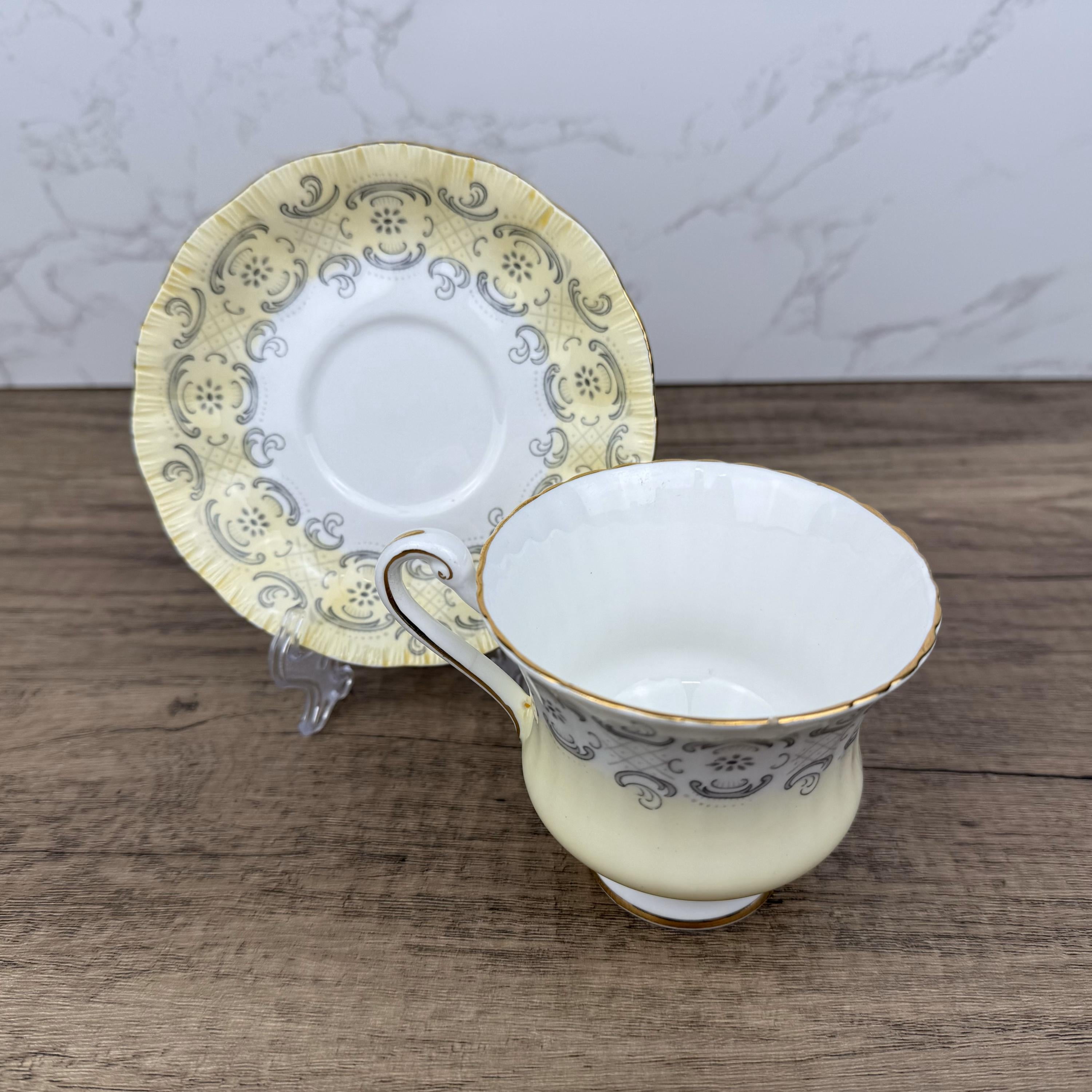 Vintage Paragon Fine Bone China Teacup and Saucer, Floral Yellow Decor