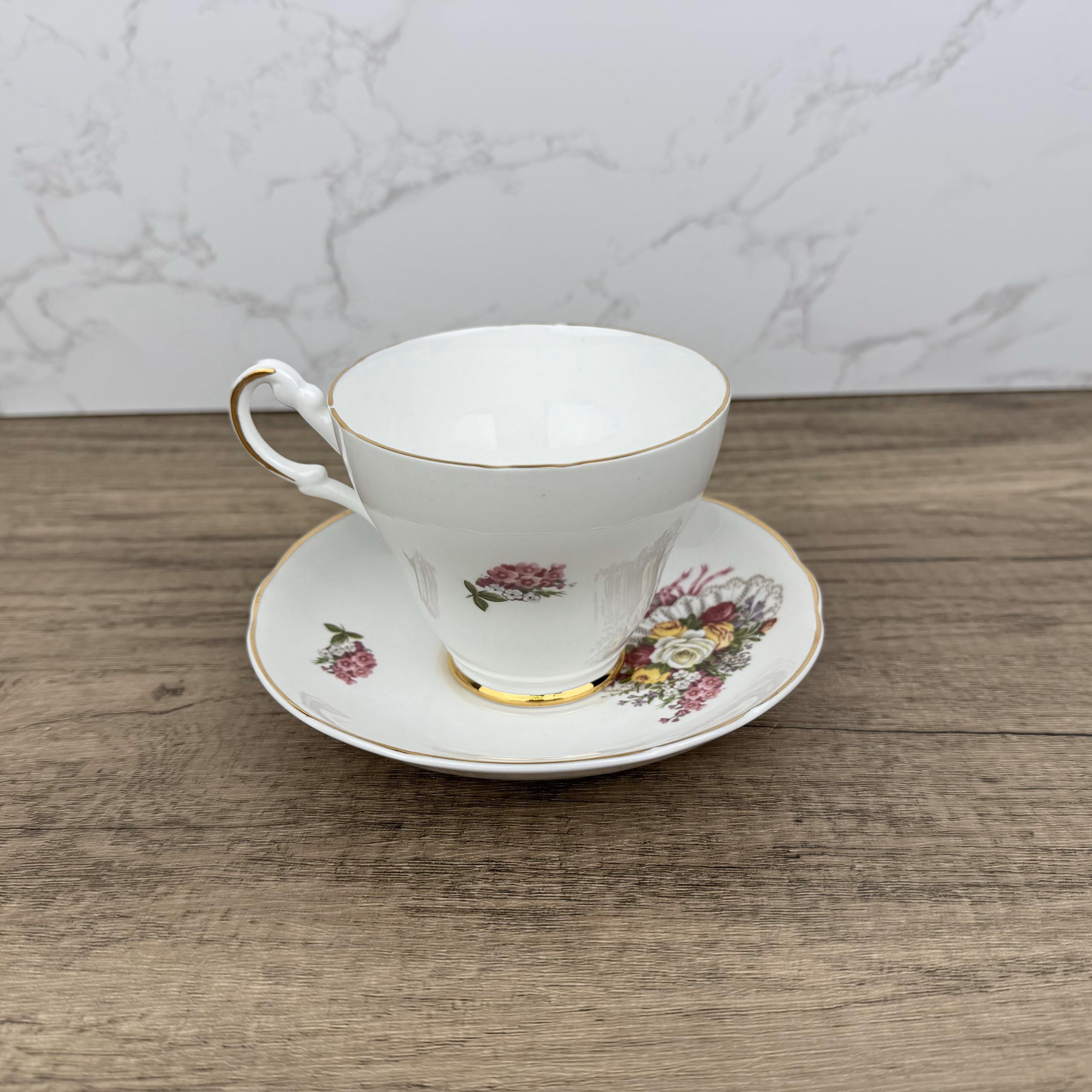 Vintage Argyle Bone China Tea Cup and Saucer, "Mum" Floral Design