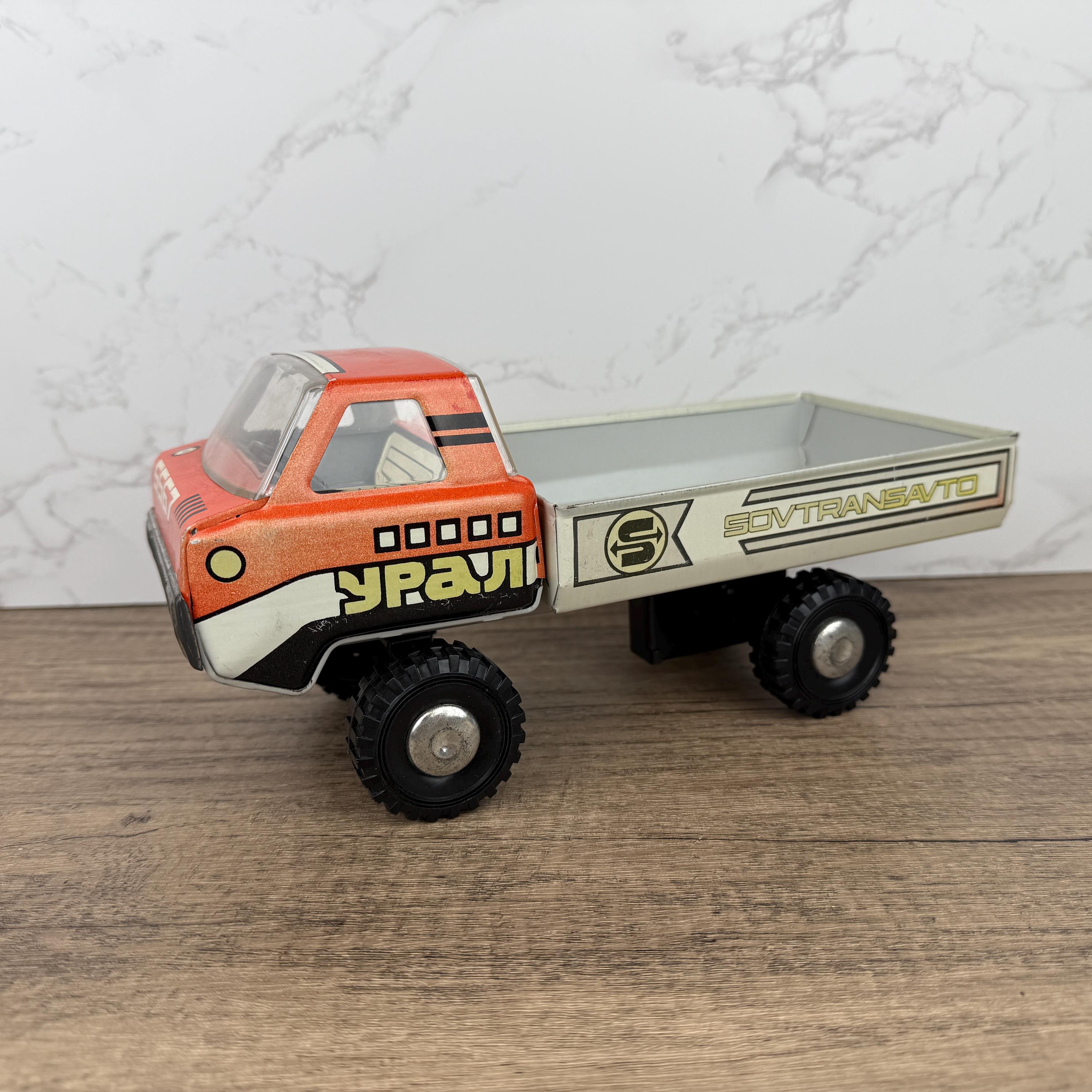 Vintage Ural 5567 Tin Dump Truck, USSR Toy, Collectible Ornament