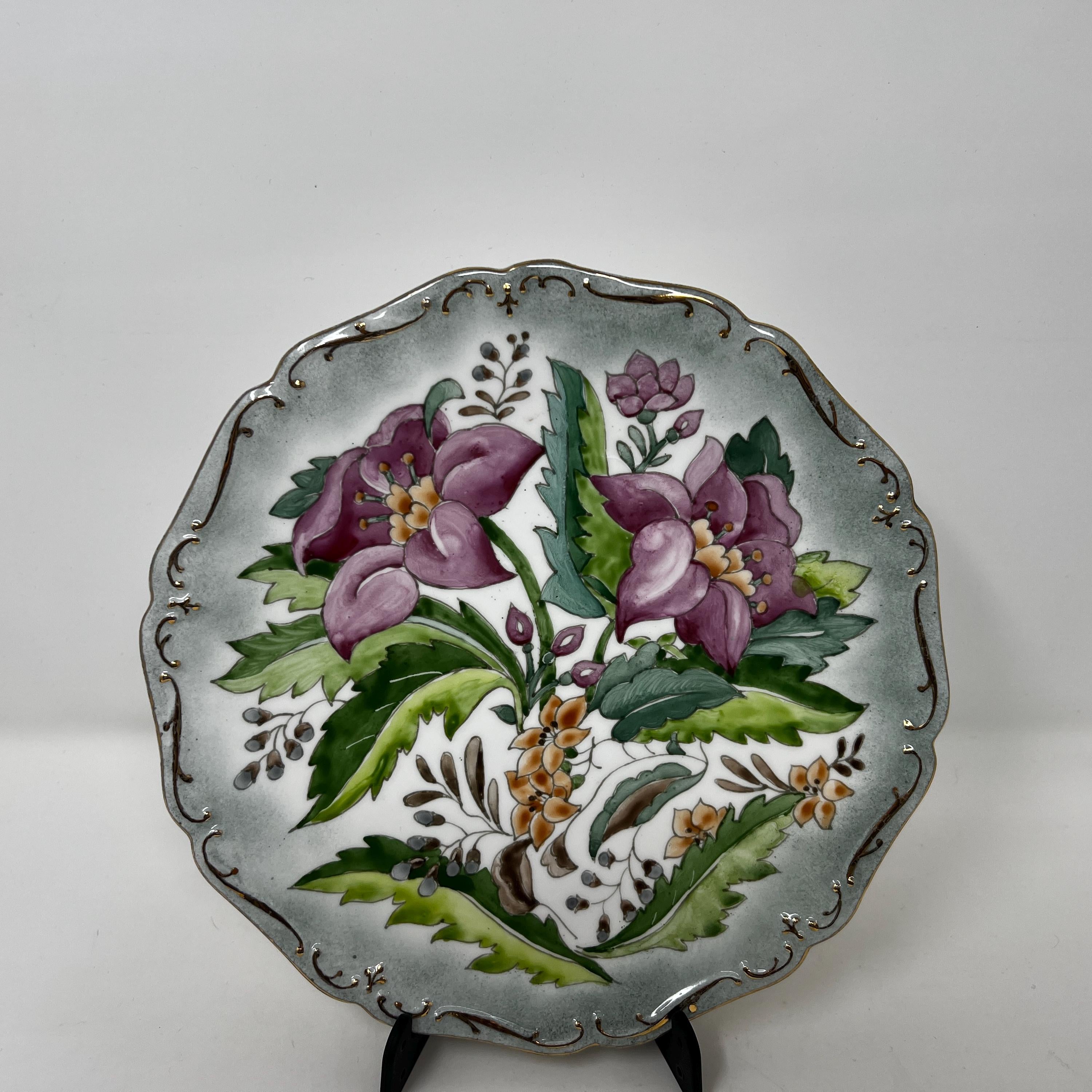 Vintage Hand Painted Floral Plate, Victorian Style Collector's Decor