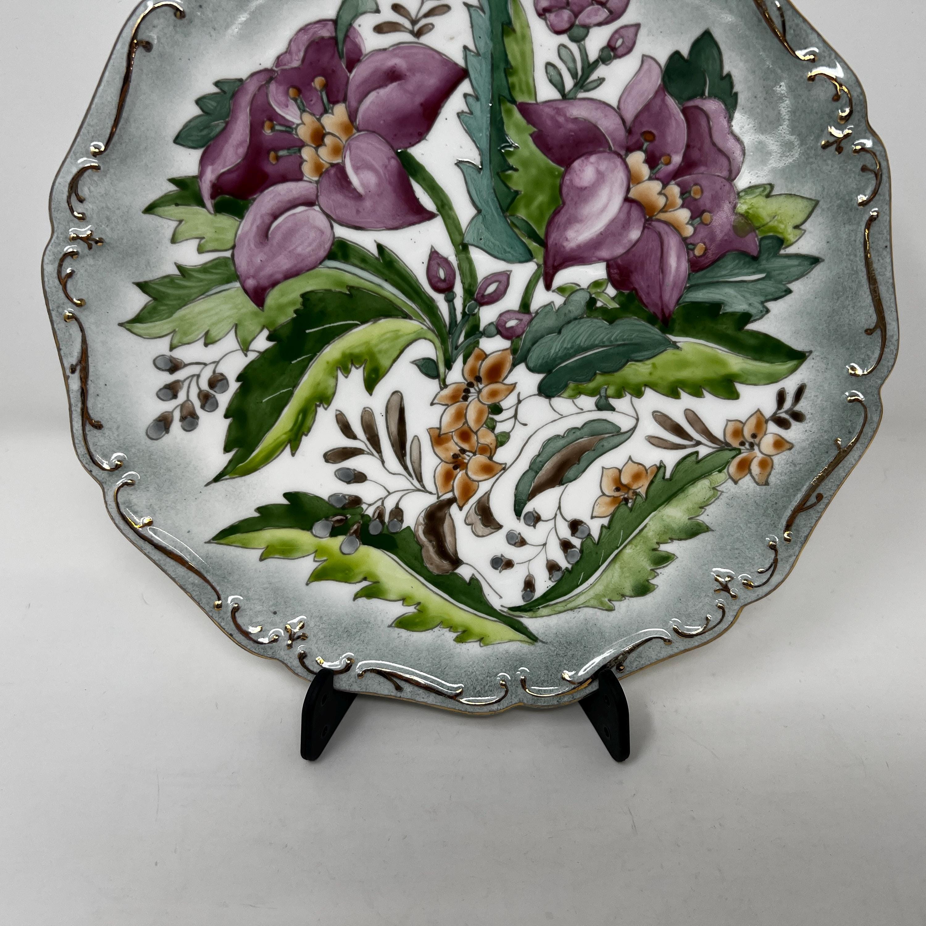 Vintage Hand Painted Floral Plate, Victorian Style Collector's Decor