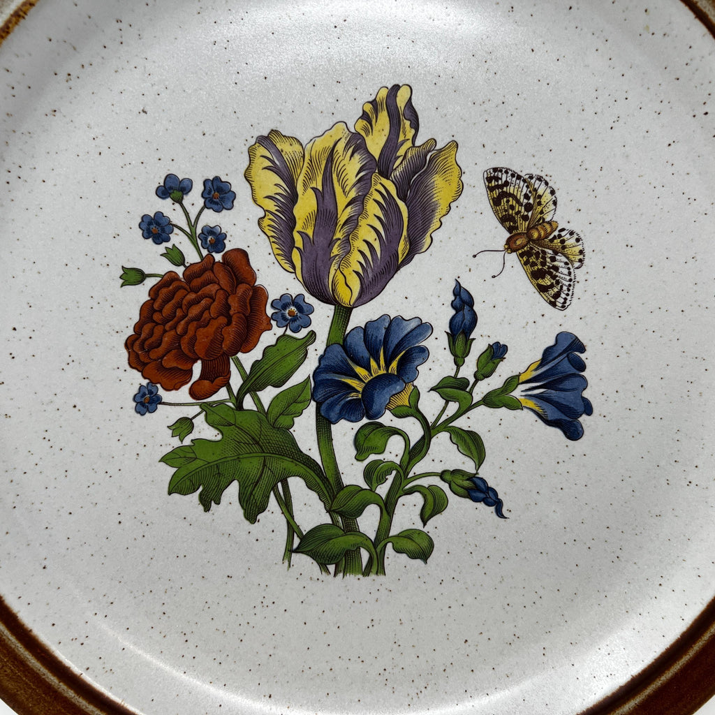 Vintage Grayshot Pottery Plate, Floral Butterfly Stoneware, Made in England