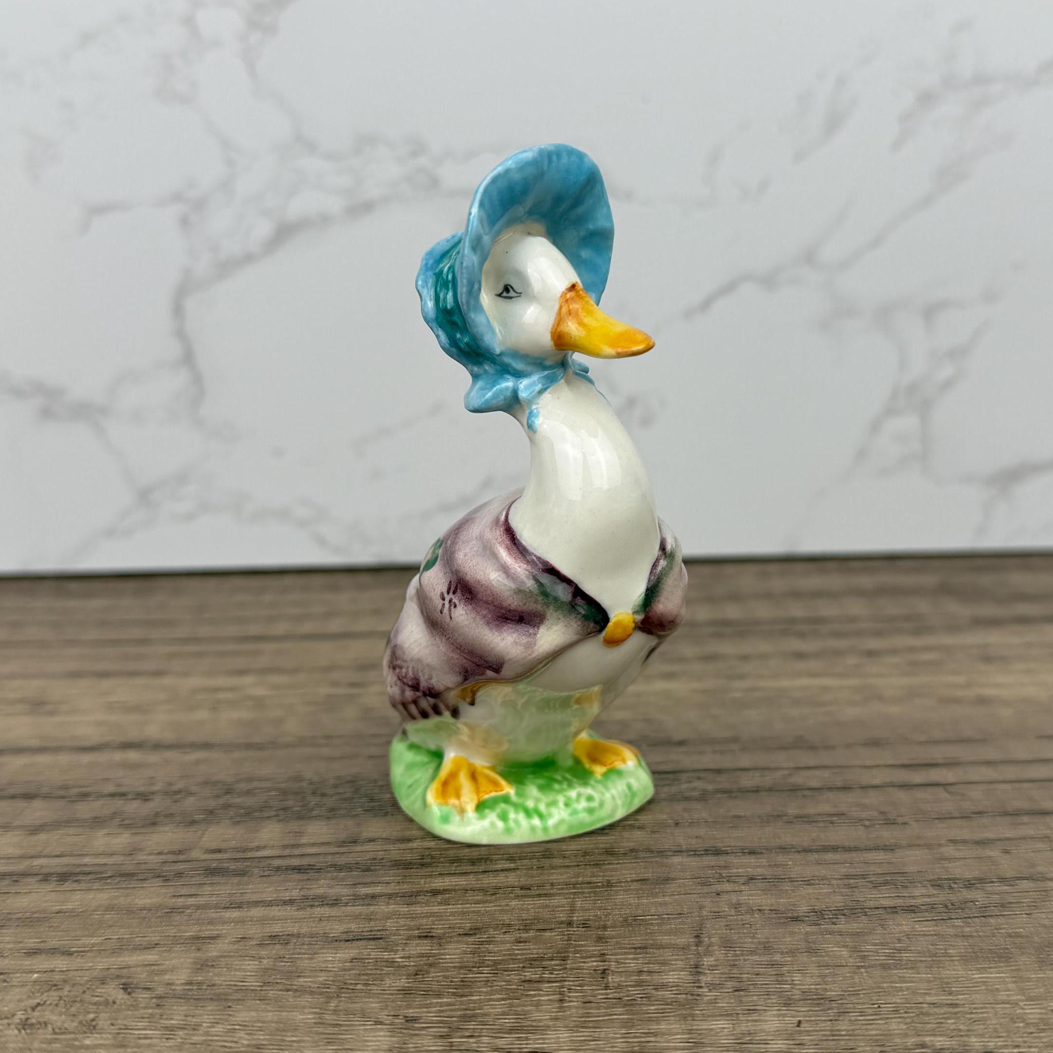 BESWICK Beatrix Potter Jemima Puddleduck Figurine, Vintage Duck Figure, Porcelain Antique Collectors Ornament, Fairy Tale Figure