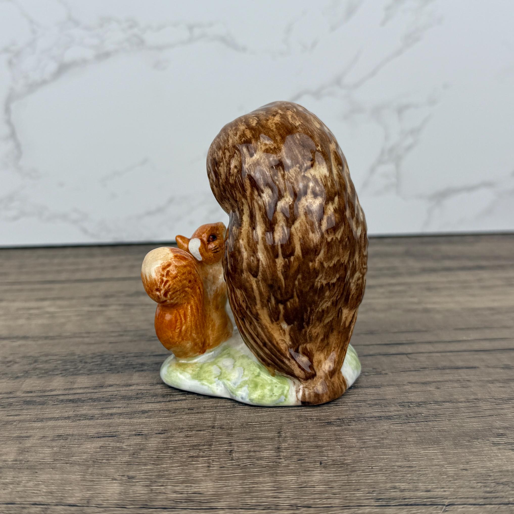 Antique BESWICK Beatrix Potters Porcelain Fairy Tale Figurine, Old Mr Brown, Owl and Squirrel Ceramic Kids Gift Ideas, Housewarming Decor