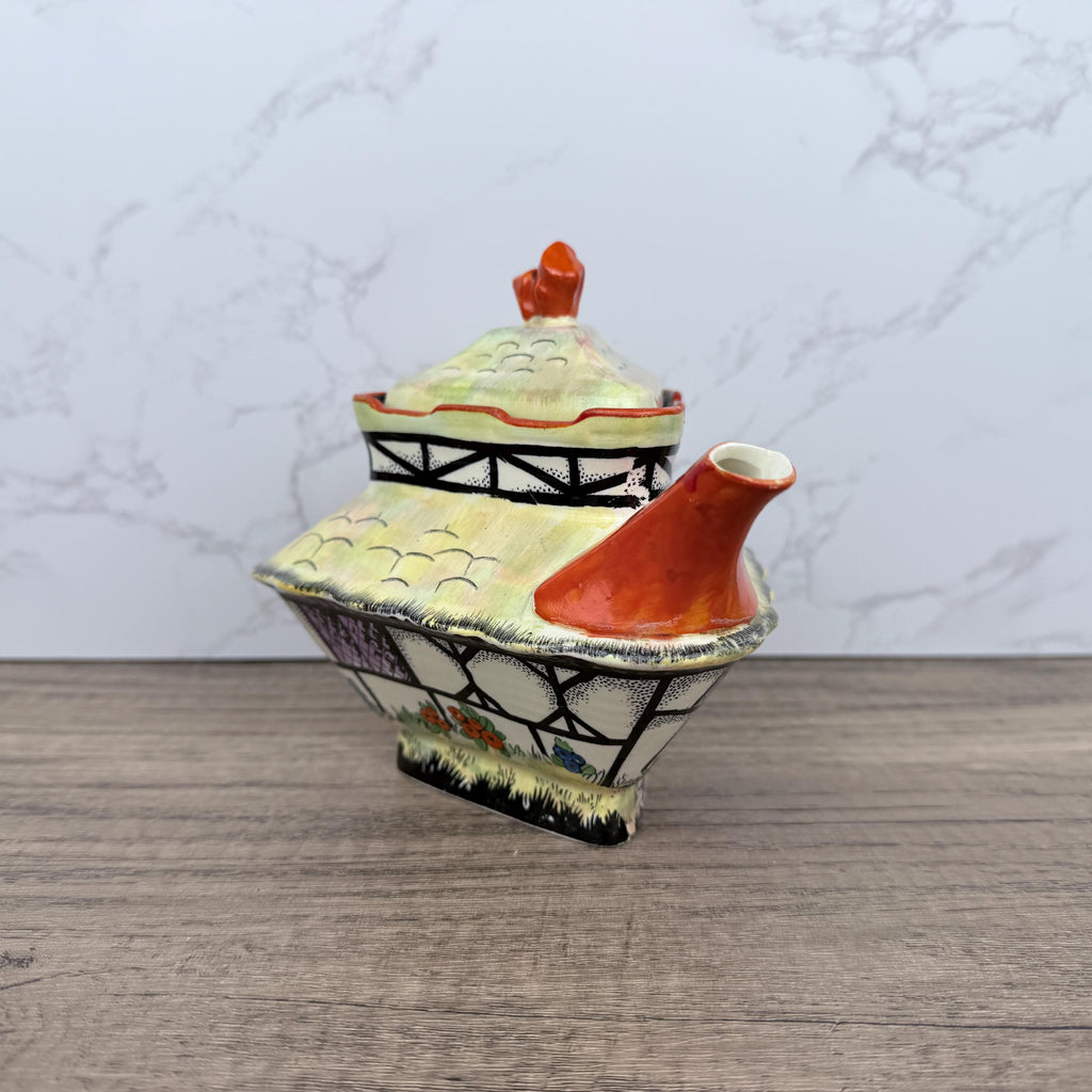 Vintage Crown Ducal Cottage Teapot, 1925 Art Deco Porcelain