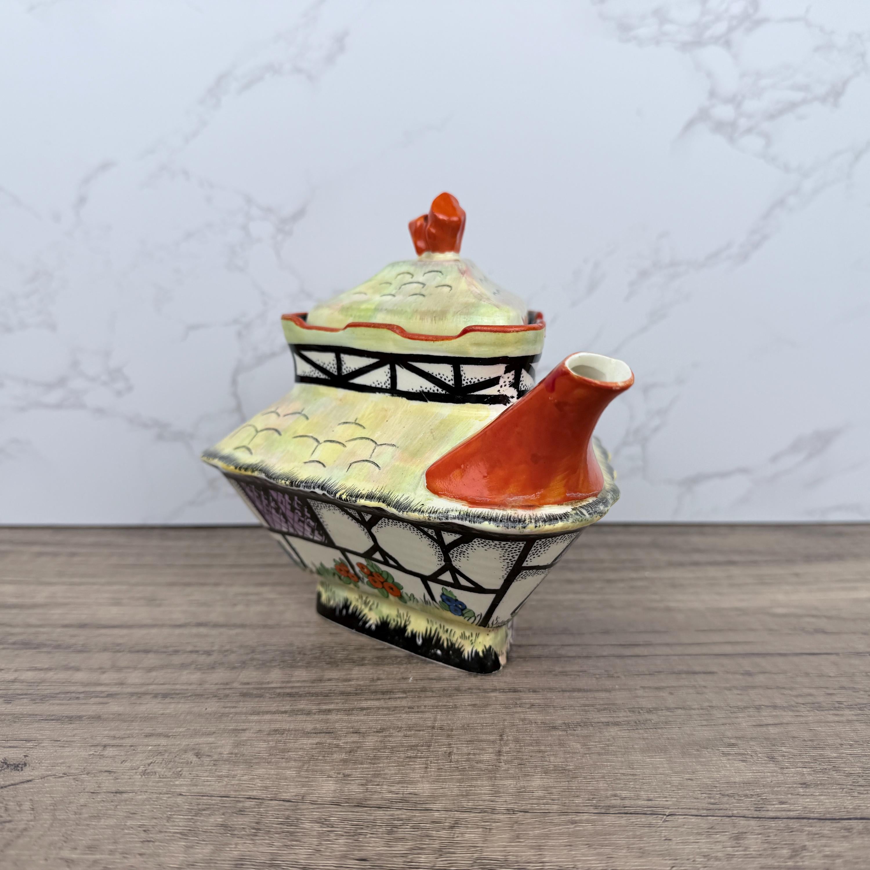 Vintage Crown Ducal Cottage Teapot, 1925 Art Deco Porcelain