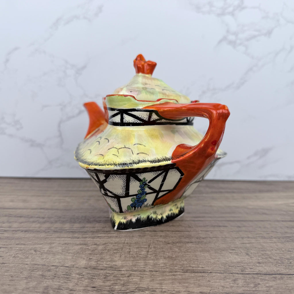Vintage Crown Ducal Cottage Teapot, 1925 Art Deco Porcelain
