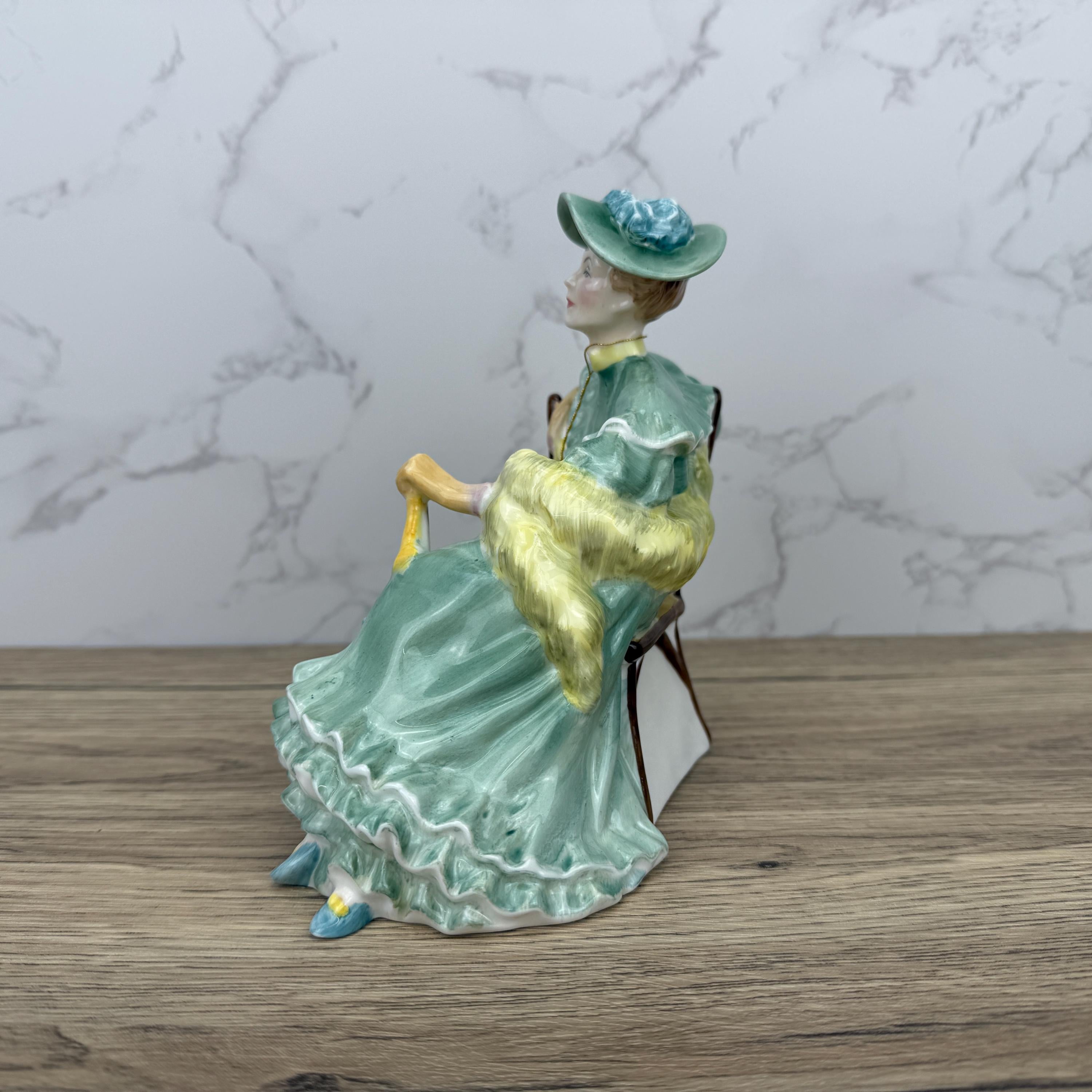 Royal Doulton Figurine, ASCOT HN2356, Sage Green Dress, Collectible Porcelain
